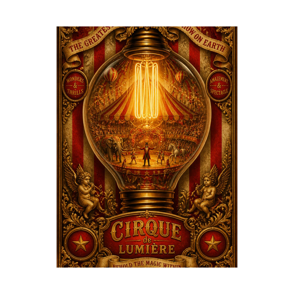 Light Bulb Circus Wall Art Poster 24×36 Baroque Studio Decor Maximalist Print