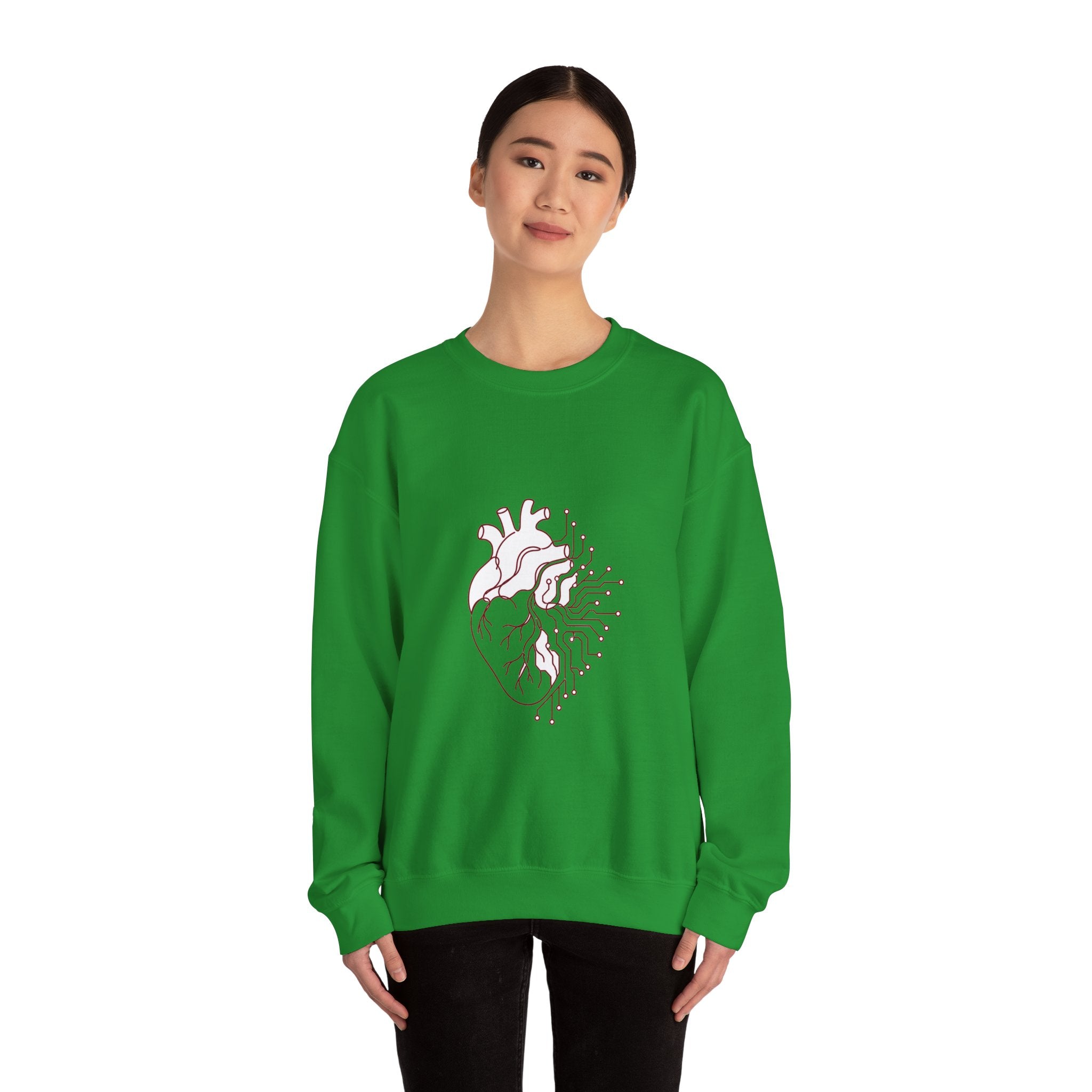 Matching Couple Sweatshirt - Robot & Heart Matching Couple Comfort Colors Crew Minimalist Art His Hers Christmas Gift - Design B