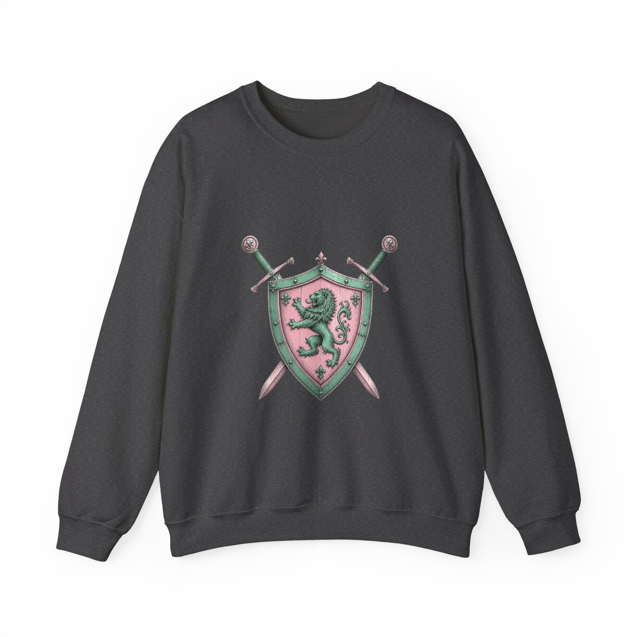 Matching Couple Sweatshirt - Crown & Shield Matching Couple Comfort Colors Crew Hand-Drawn Art His Hers Anniversary Gift - Design B