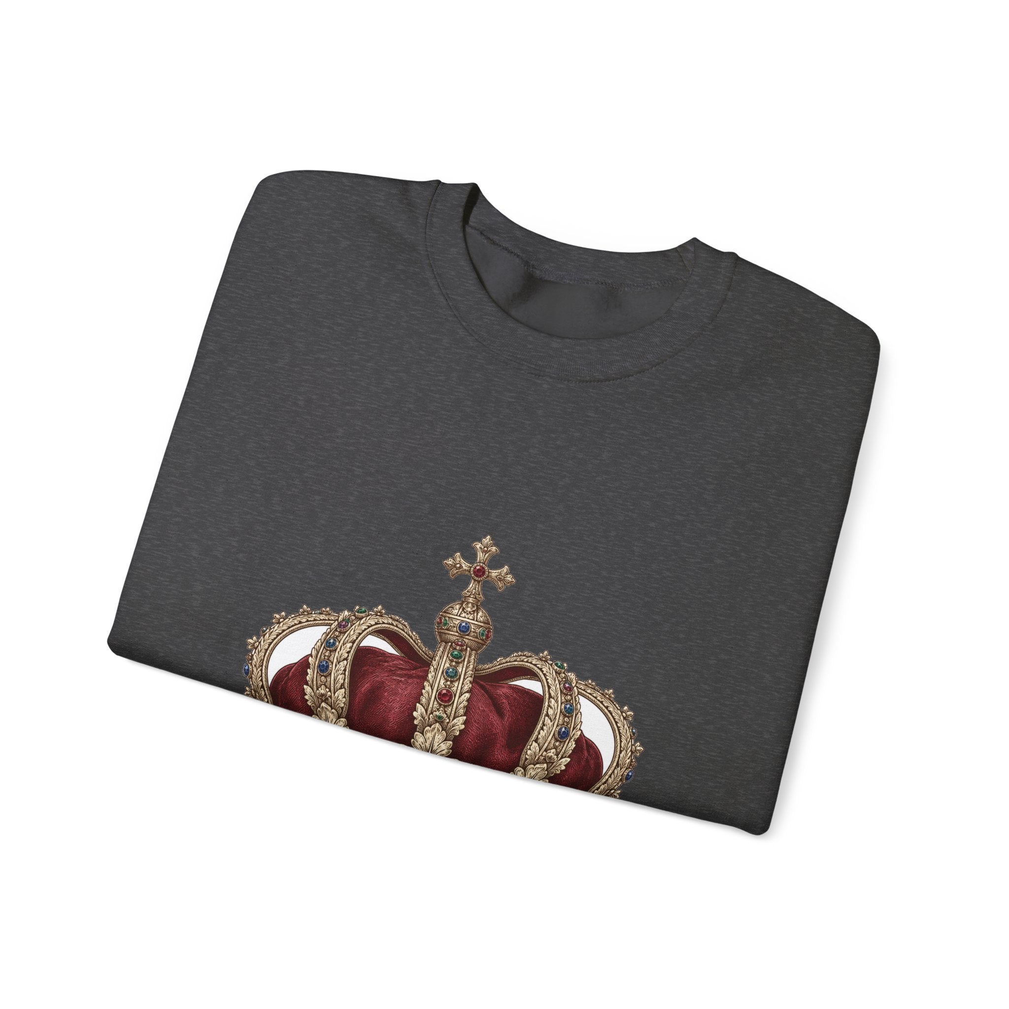Matching Couple Sweatshirt - Crown & Shield Matching Couple Crewneck Sweatshirt Vintage Art His Hers Wedding Gift - Design A