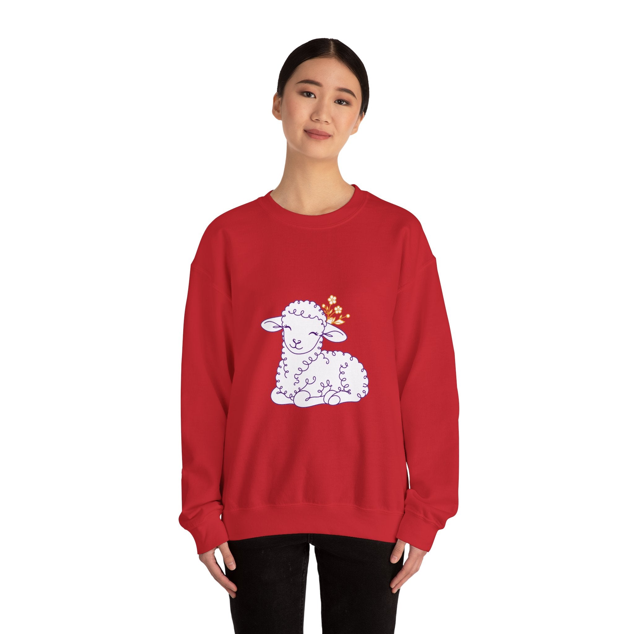 Matching Couple Sweatshirt - Lion & Lamb Matching Couple Comfort Colors Crew Minimalist Art His Hers Christmas Gift - Design B