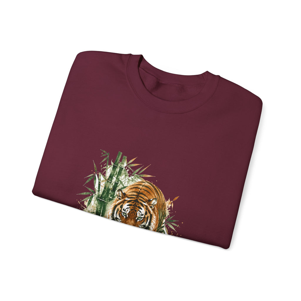 Matching Couple Sweatshirt - Tiger & Crane Matching Couple Premium Fleece Sweatshirt Watercolor Art His Hers Birthday Gift - Design A