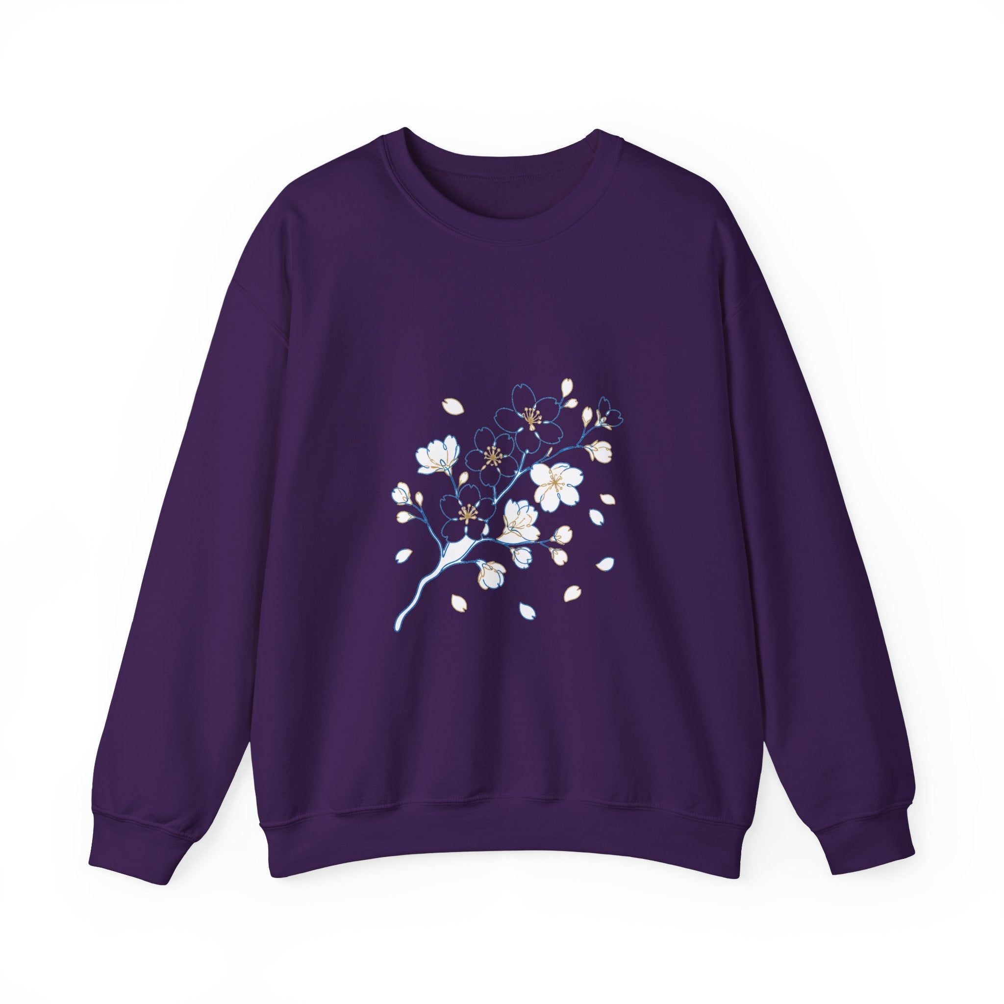 Matching Couple Sweatshirt - Cherry Blossom & Maple Leaf Matching Couple Premium Fleece Sweatshirt Minimalist Art His Hers Christmas Gift - Design A