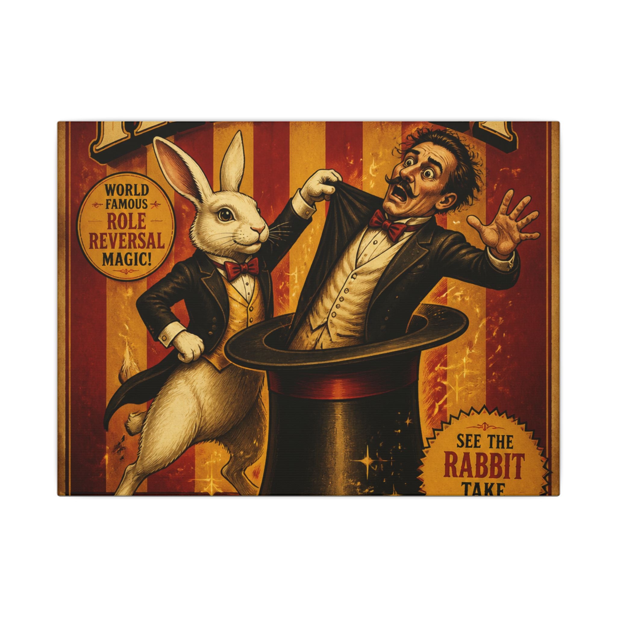 Magic Hat Rabbit Wall Art Canvas 24×36 Vintage Circus Bedroom Decor Maximalist Print