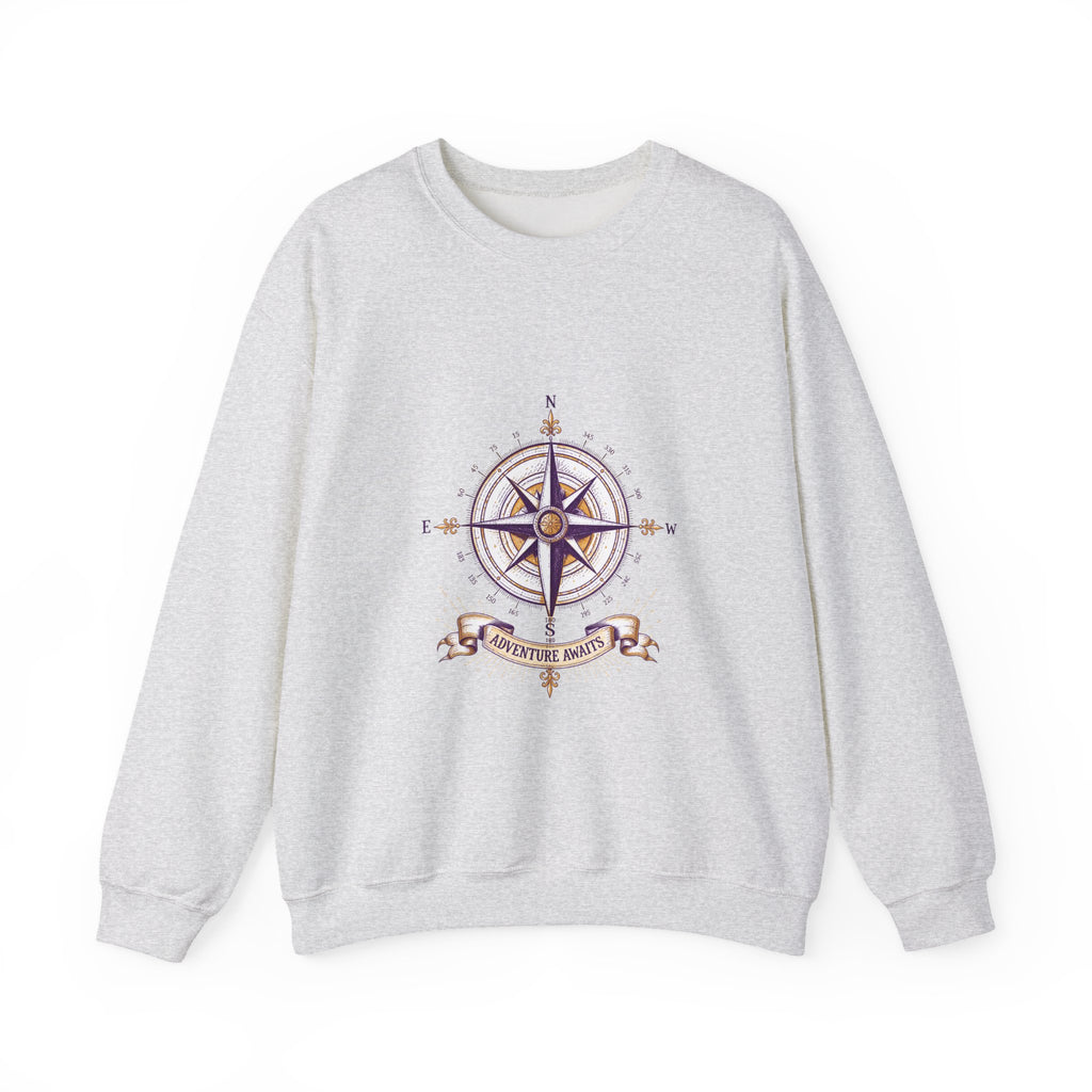Matching Couple Sweatshirt - Compass North & South Matching Couple Comfort Colors Crew Hand-Drawn Art His Hers Anniversary Gift - Design B