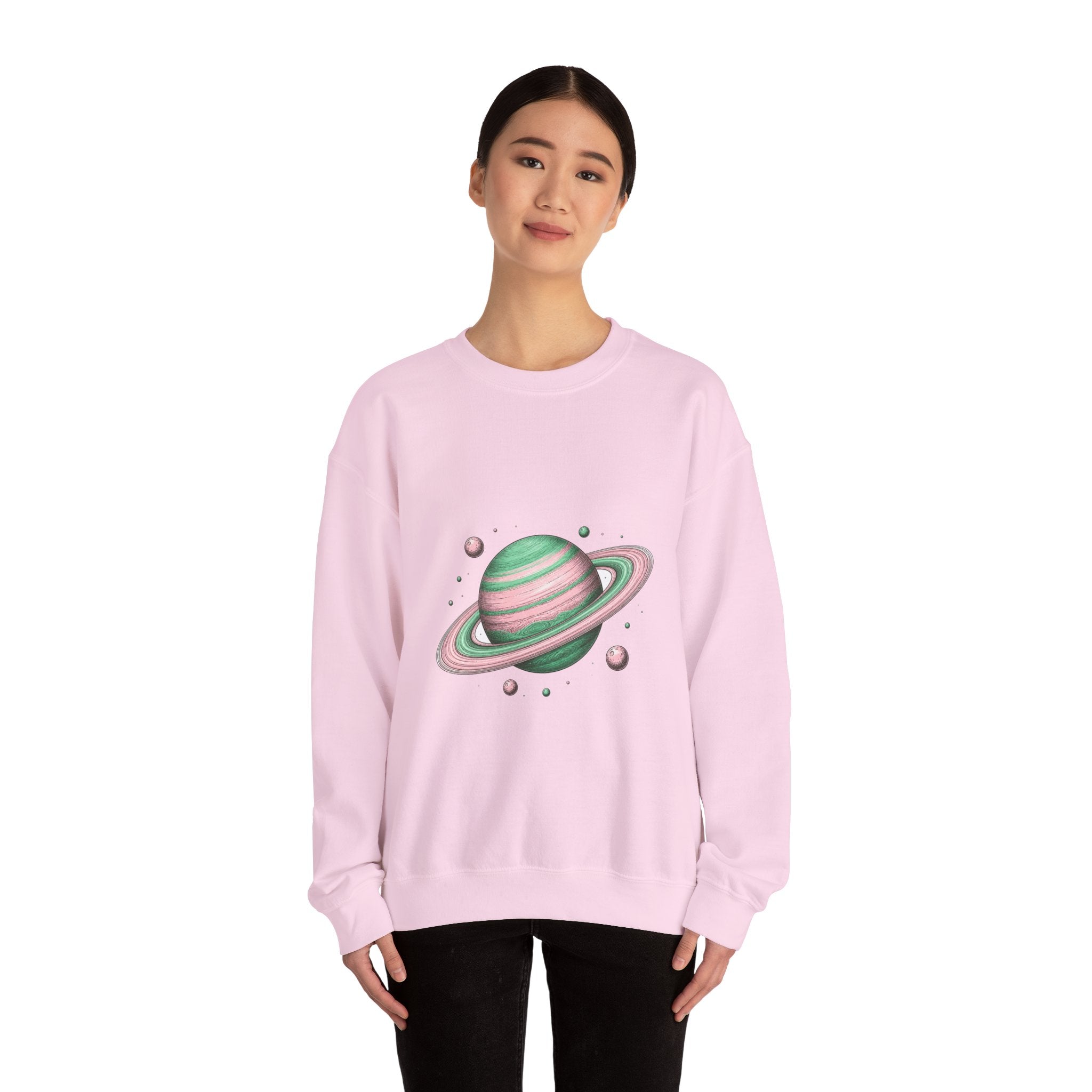 Matching Couple Sweatshirt - Saturn & Jupiter Matching Couple Premium Fleece Sweatshirt Hand-Drawn Art His Hers Anniversary Gift - Design A