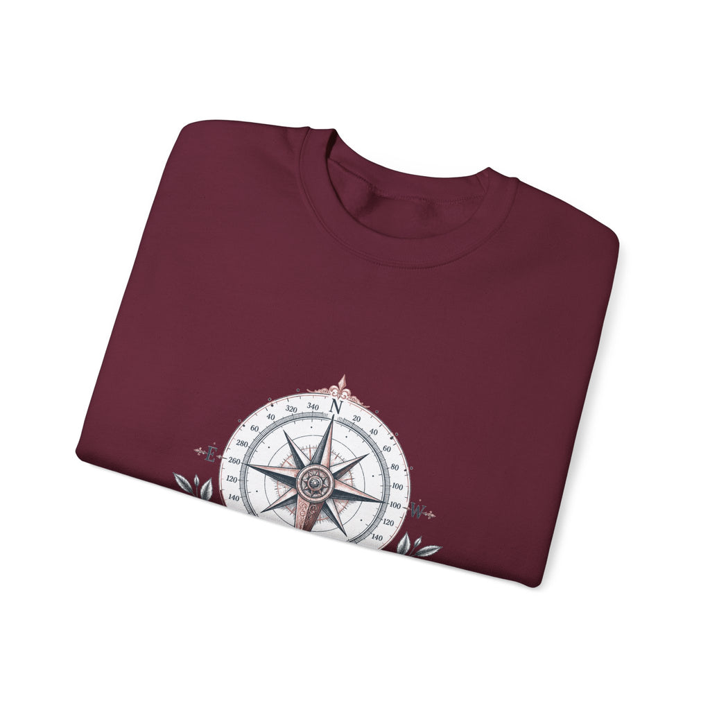 Matching Couple Sweatshirt - Compass North & South Matching Couple Crewneck Sweatshirt Vintage Art His Hers Wedding Gift - Design B