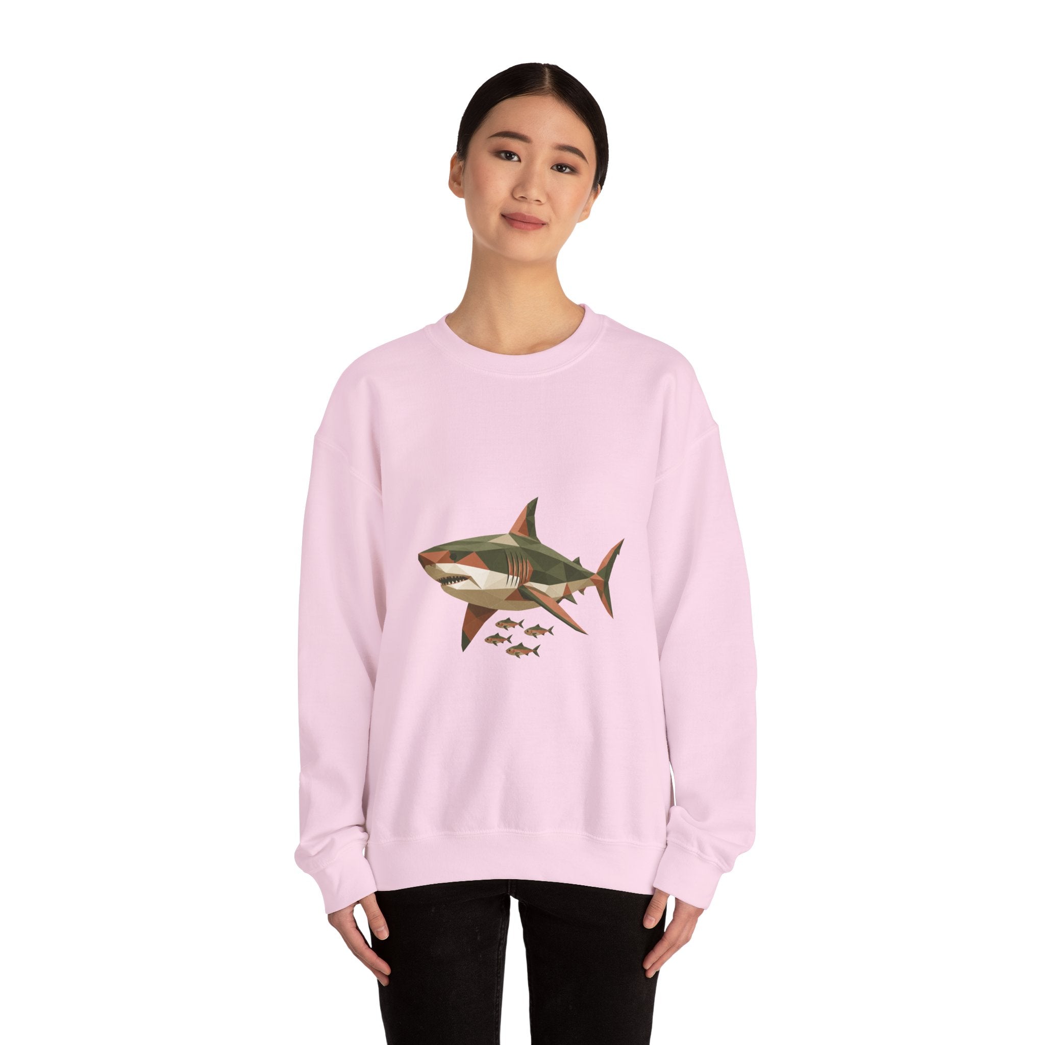 Matching Couple Sweatshirt - Shark & Dolphin Matching Couple Crewneck Sweatshirt Geometric Art His Hers Couple Gift - Design A