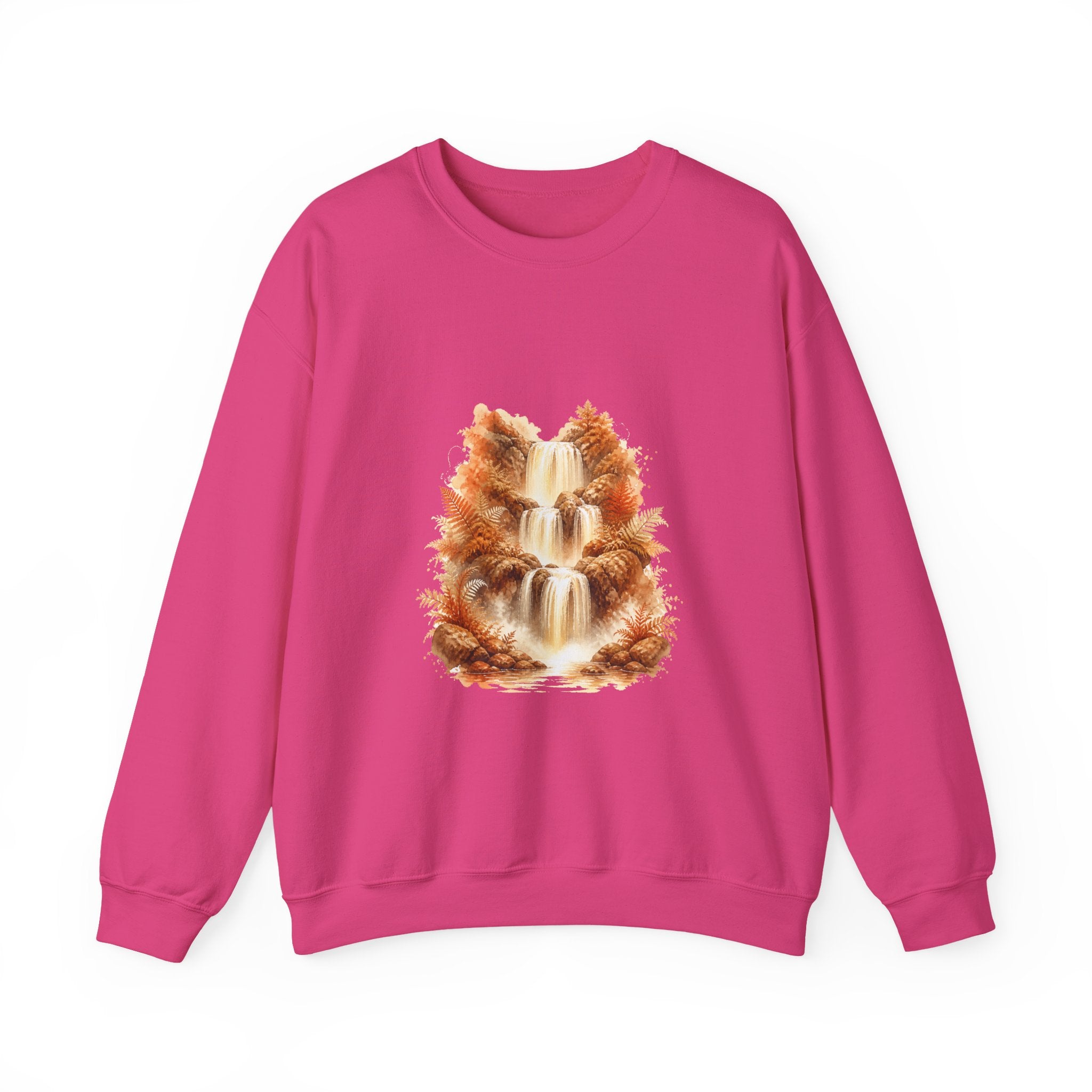 Matching Couple Sweatshirt - Wildfire & Waterfall Matching Couple Comfort Colors Crew Watercolor Art His Hers Birthday Gift - Design B