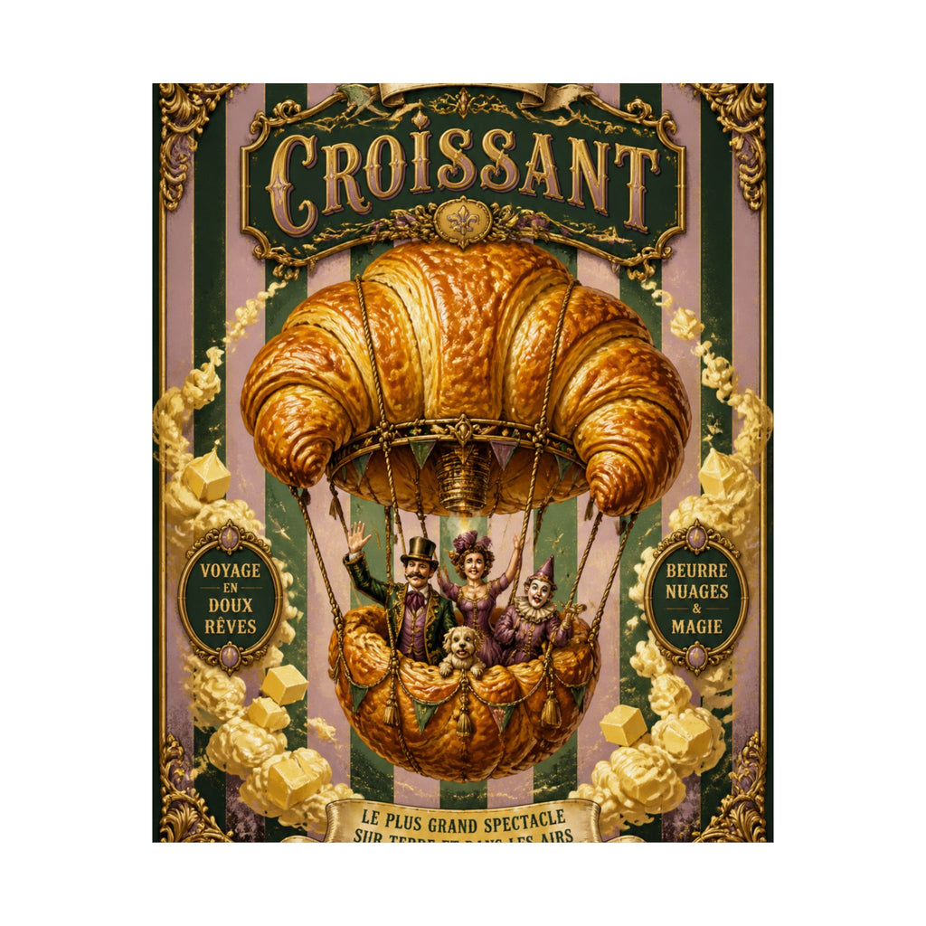 Croissant Hot Air Balloon Wall Art Poster 24×36 Baroque Studio Decor Maximalist Print