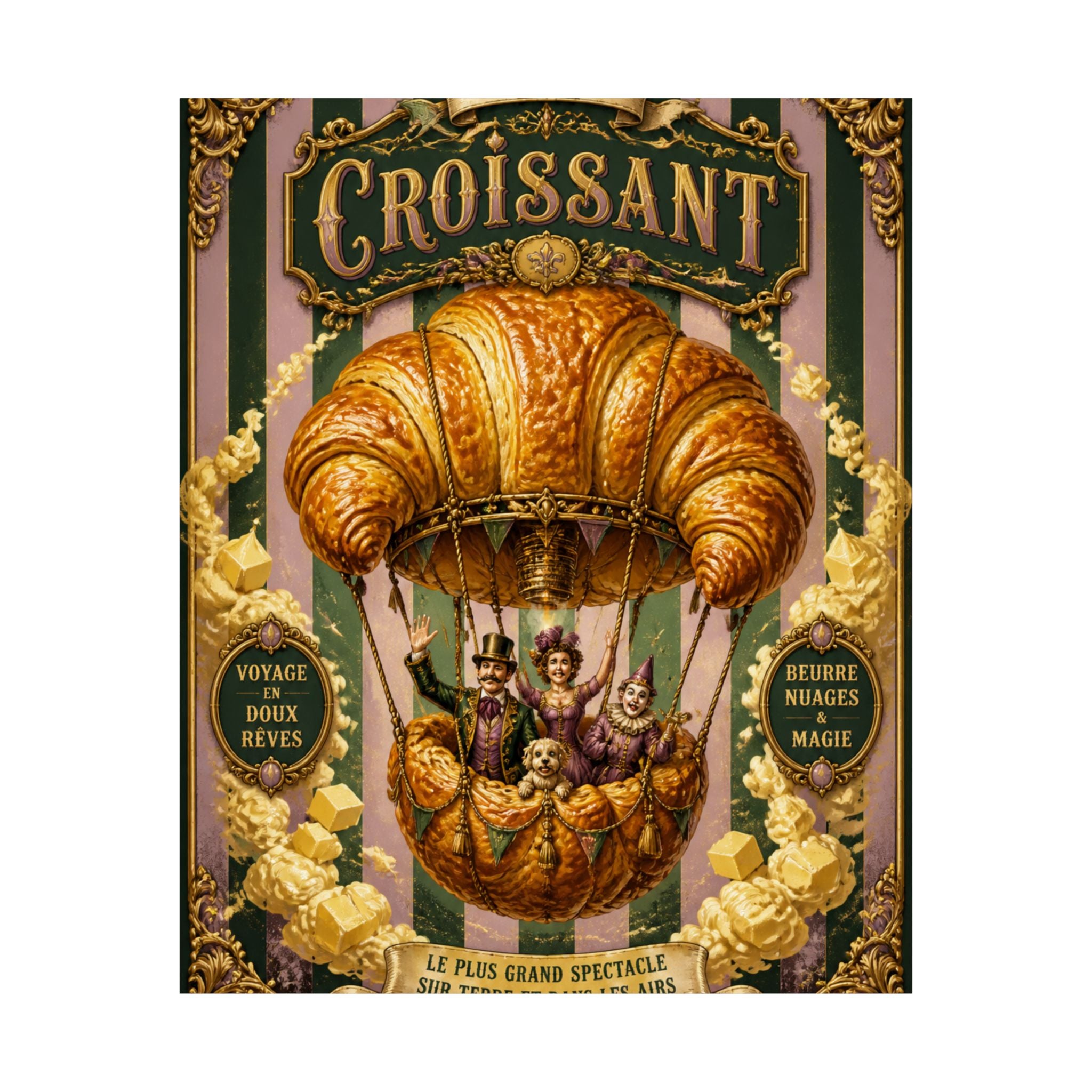 Croissant Hot Air Balloon Wall Art Poster 24×36 Baroque Studio Decor Maximalist Print