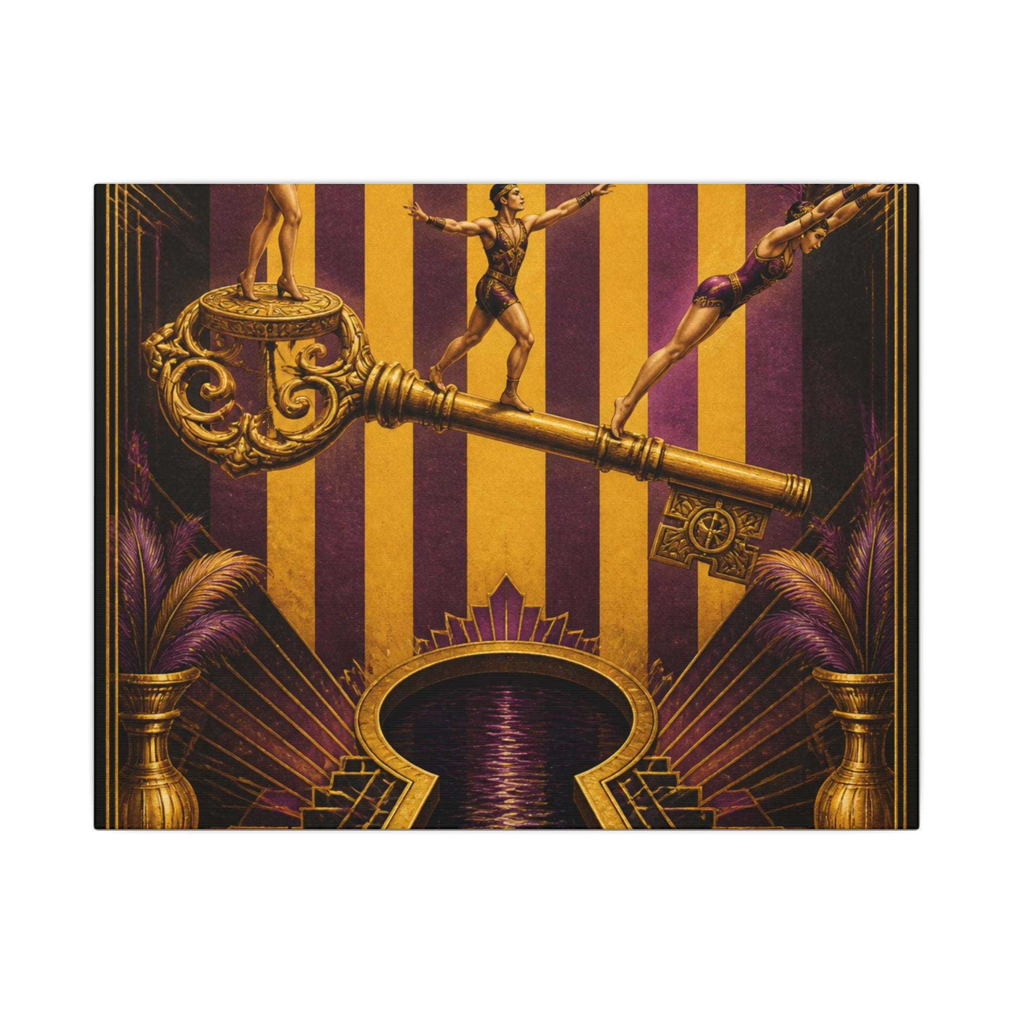 Giant Key Performance Wall Art Canvas 24×36 Art Deco Bar Area Decor Maximalist Print
