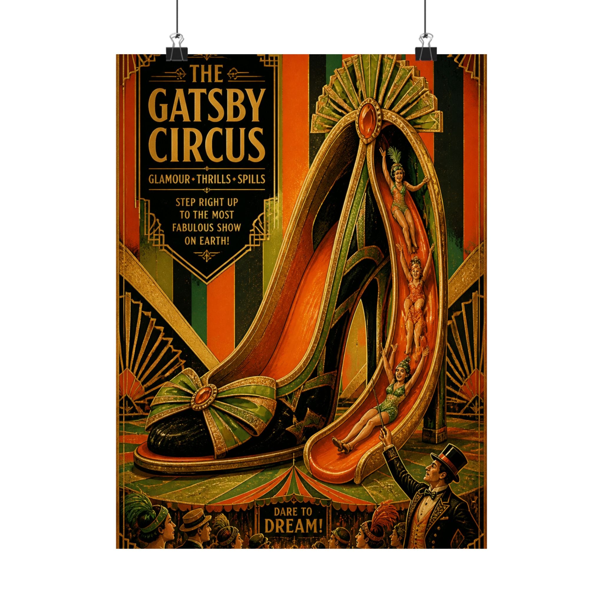 High Heel Slide Wall Art Poster 24×36 Art Deco Bar Area Decor Maximalist Print