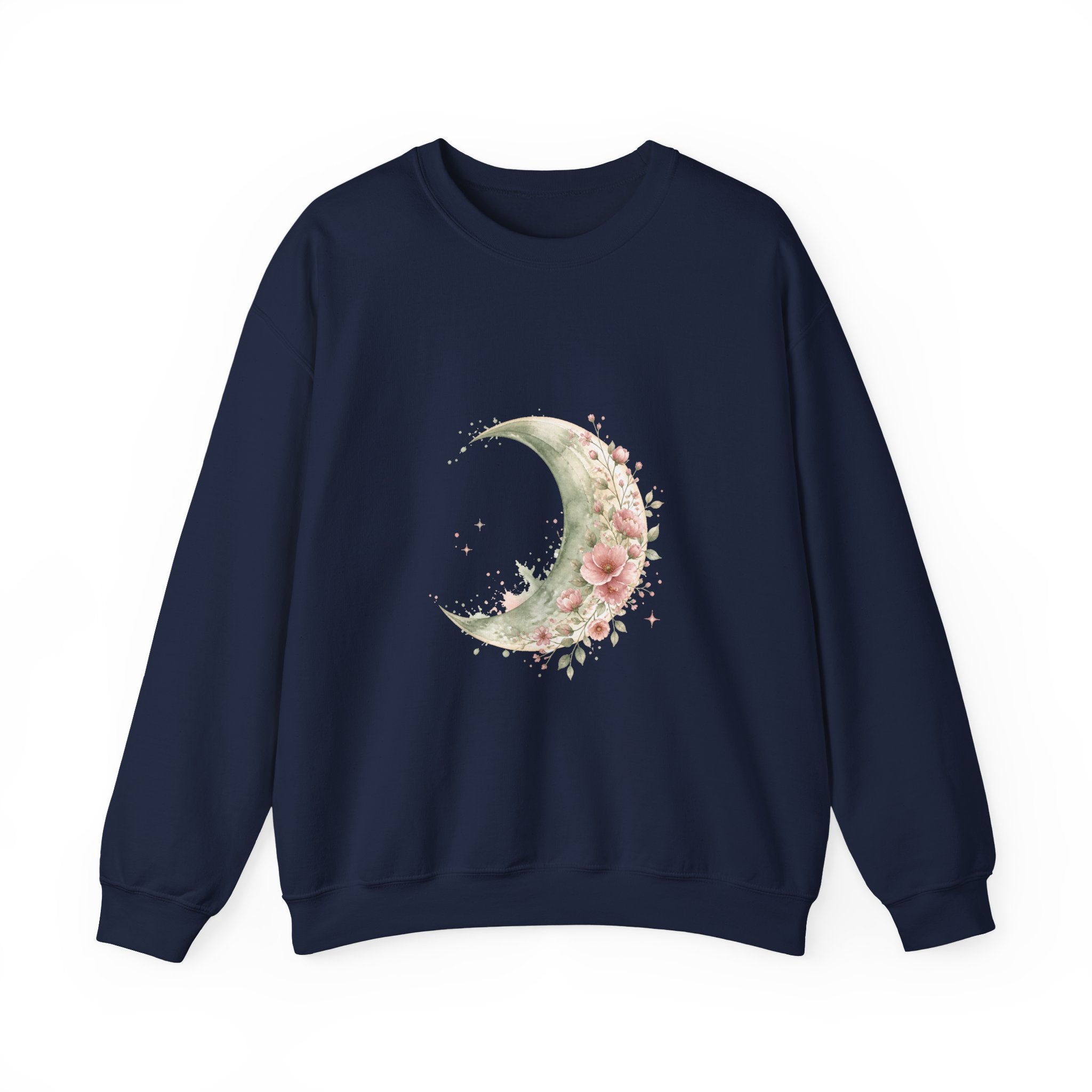 Matching Couple Sweatshirt - Waxing & Waning Moon Matching Couple Crewneck Sweatshirt Watercolor Art His Hers Engagement Gift - Design A