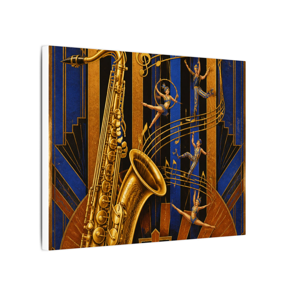 Saxophone Music Circus Wall Art Canvas 16×20 Art Deco Entryway Decor Maximalist Print