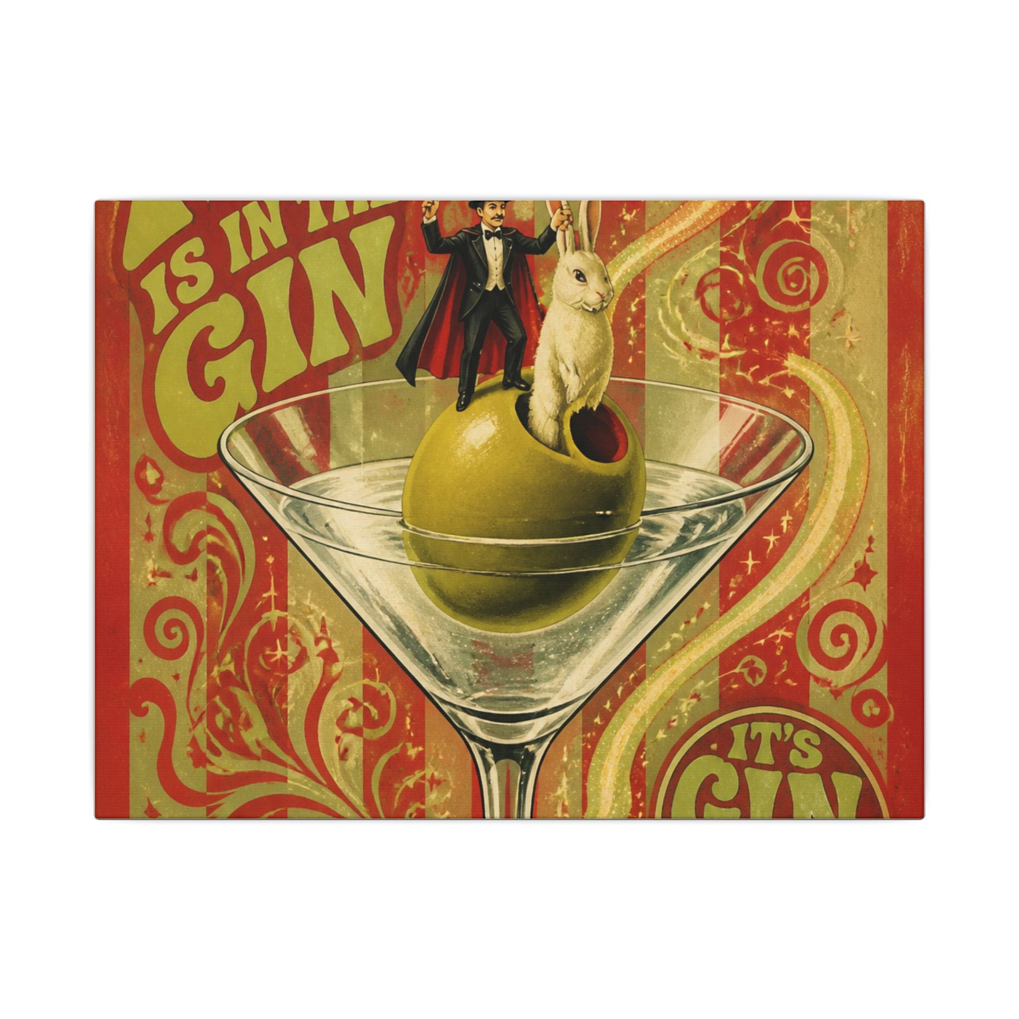 Martini Magician Wall Art Canvas 24×36 Psychedelic Dining Room Decor Maximalist Print