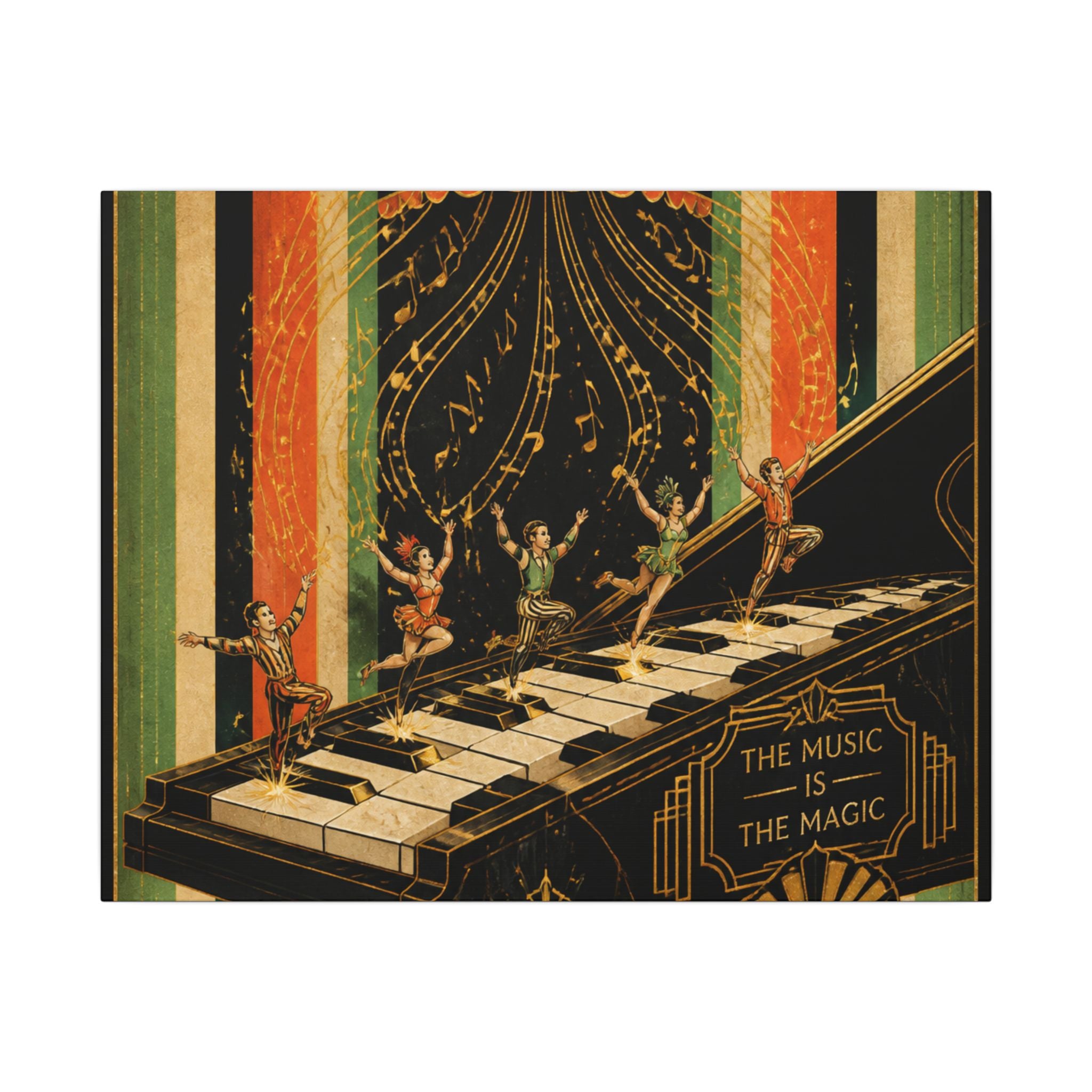Grand Piano Acrobats Wall Art Canvas 16×20 Art Deco Entryway Decor Maximalist Print