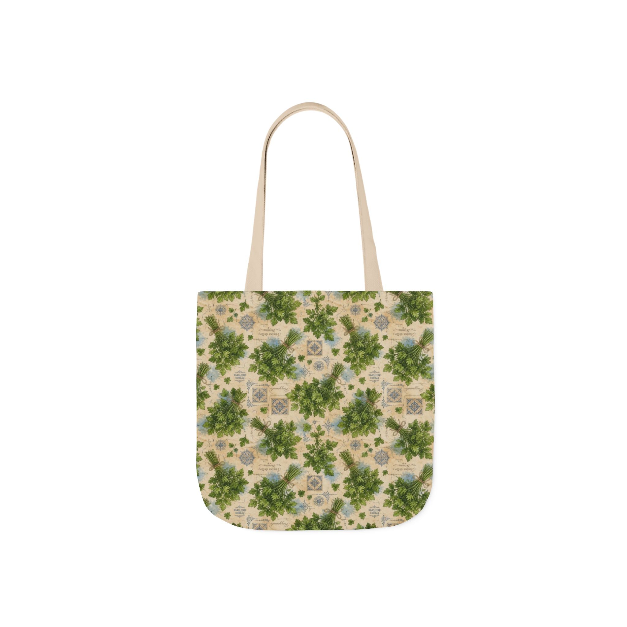 Fresh Parsley Canvas Tote Bag Mediterranean Kitchen Watercolor Design Italian Cottagecore Gift