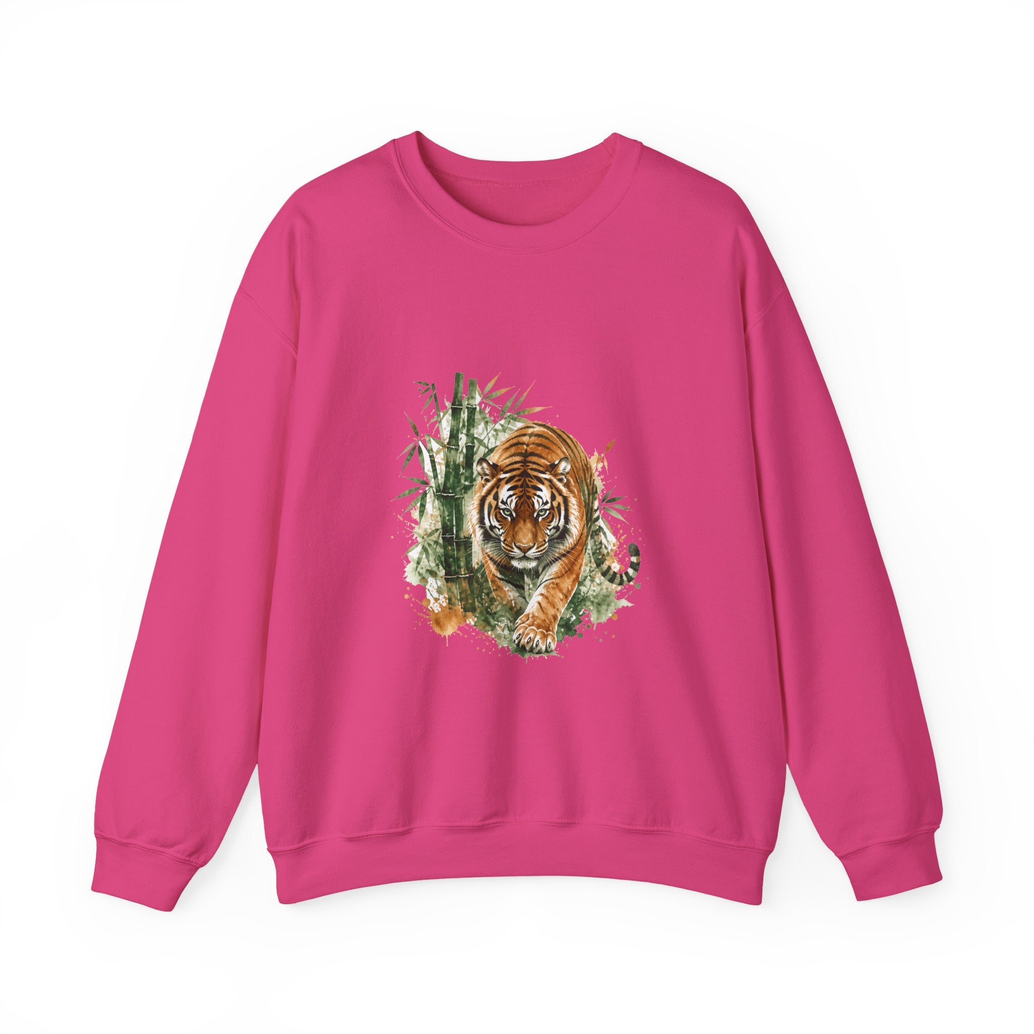 Matching Couple Sweatshirt - Tiger & Crane Matching Couple Premium Fleece Sweatshirt Watercolor Art His Hers Birthday Gift - Design A