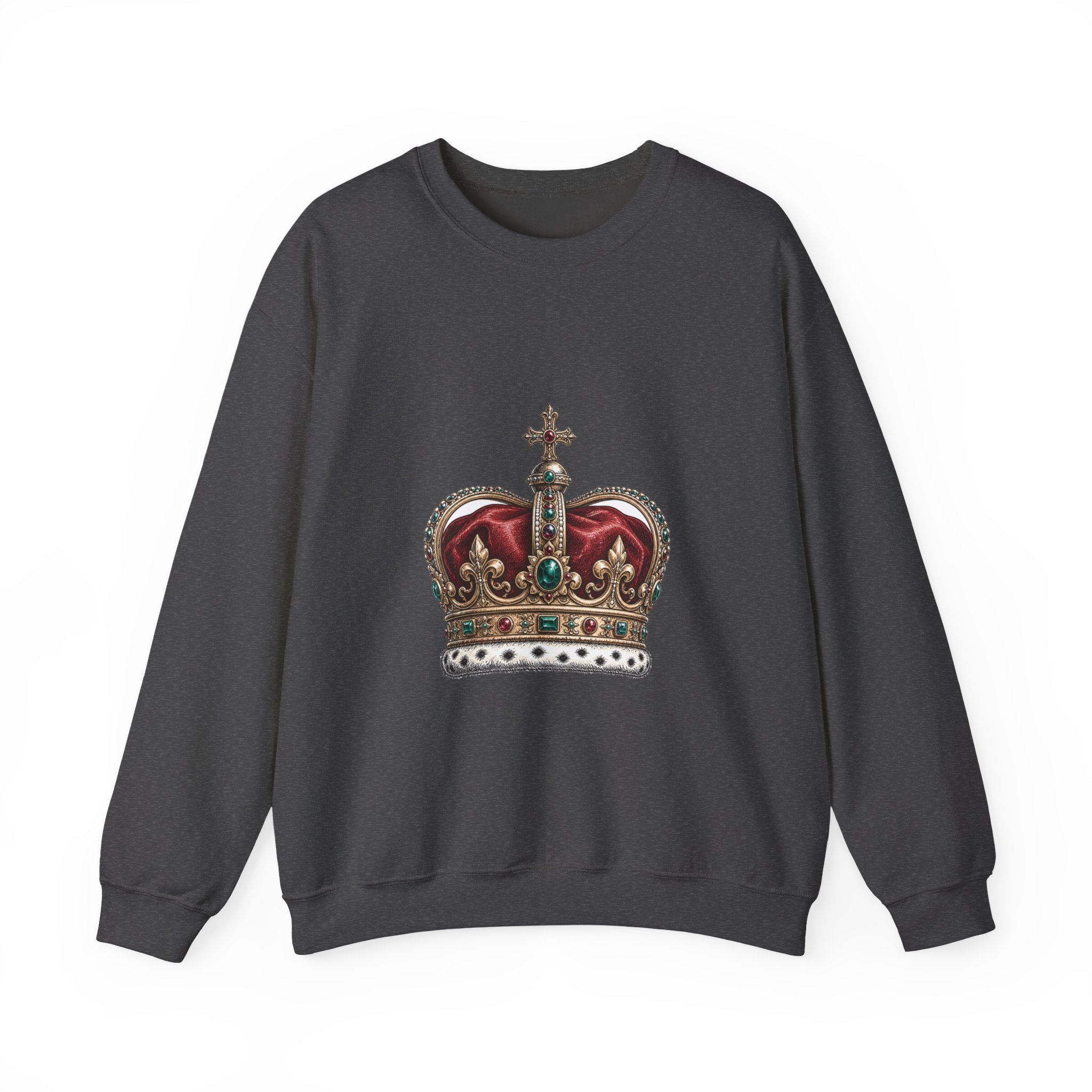 Matching Couple Sweatshirt - Crown & Shield Matching Couple Crewneck Sweatshirt Hand-Drawn Art His Hers Best Friend Gift - Design A