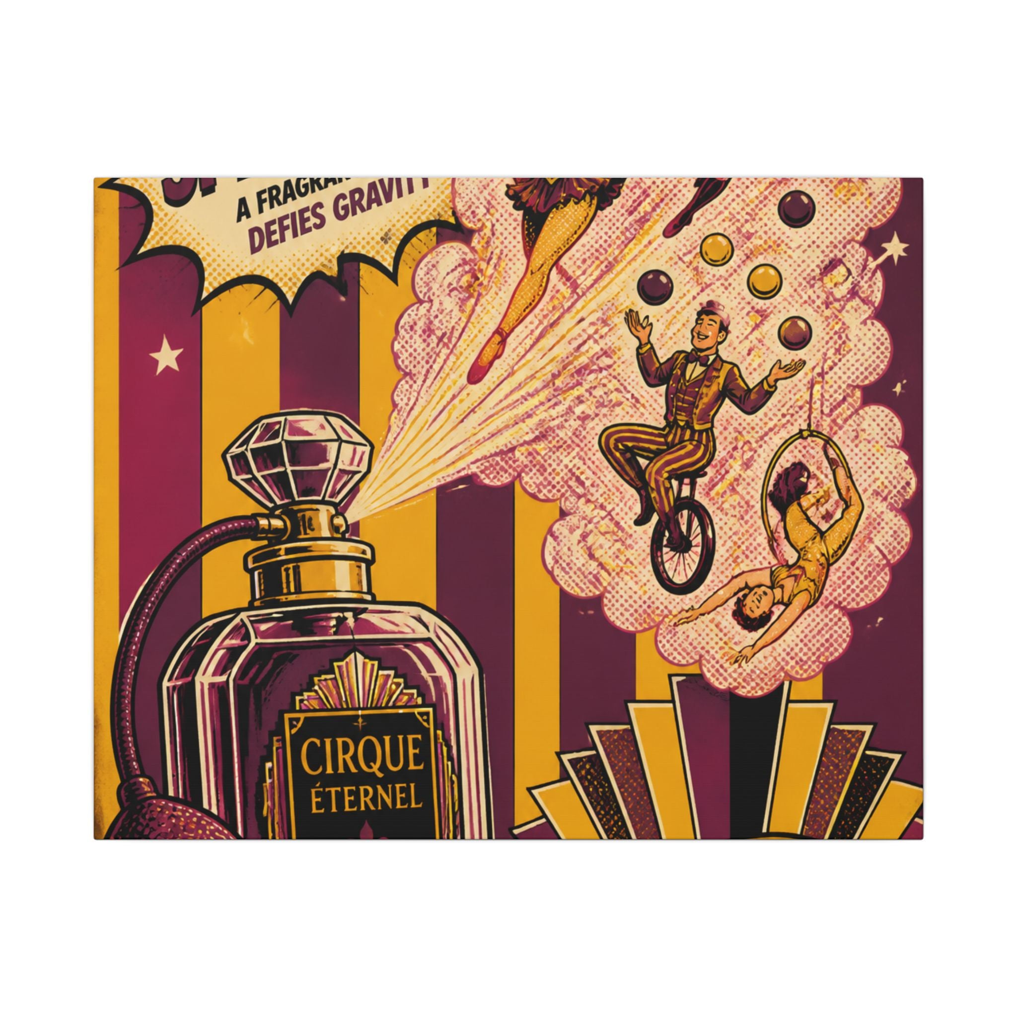 Perfume Bottle Fountain Wall Art Canvas 24×36 Pop Art Restaurant Decor Maximalist Print