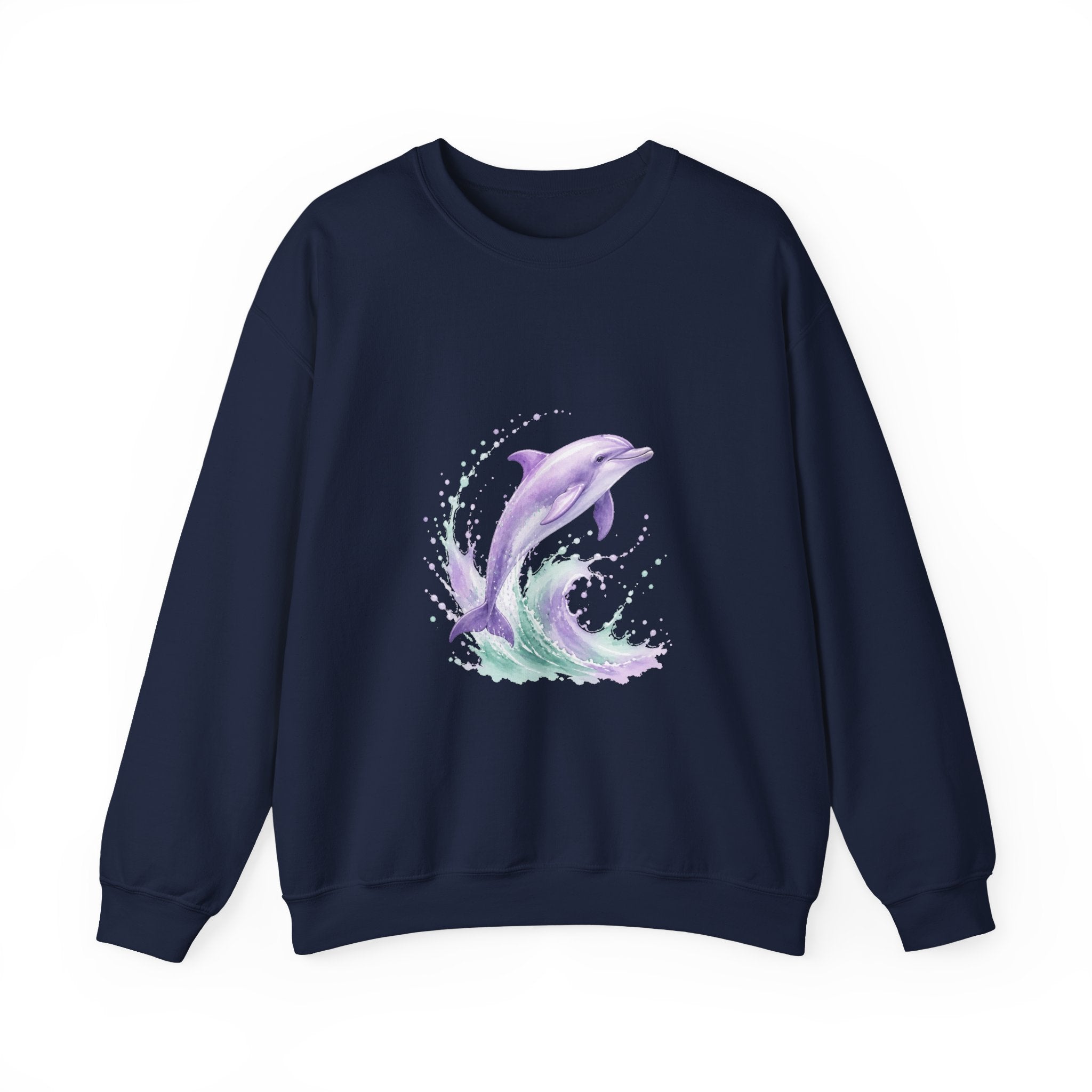 Matching Couple Sweatshirt - Shark & Dolphin Matching Couple Premium Fleece Sweatshirt Watercolor Art His Hers Birthday Gift - Design B