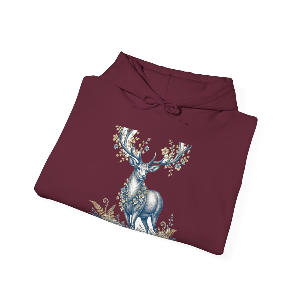 Matching Couple Sweatshirt - Bear & Deer Matching Couple Hooded Sweatshirt Vintage Art His Hers Wedding Gift - Design B
