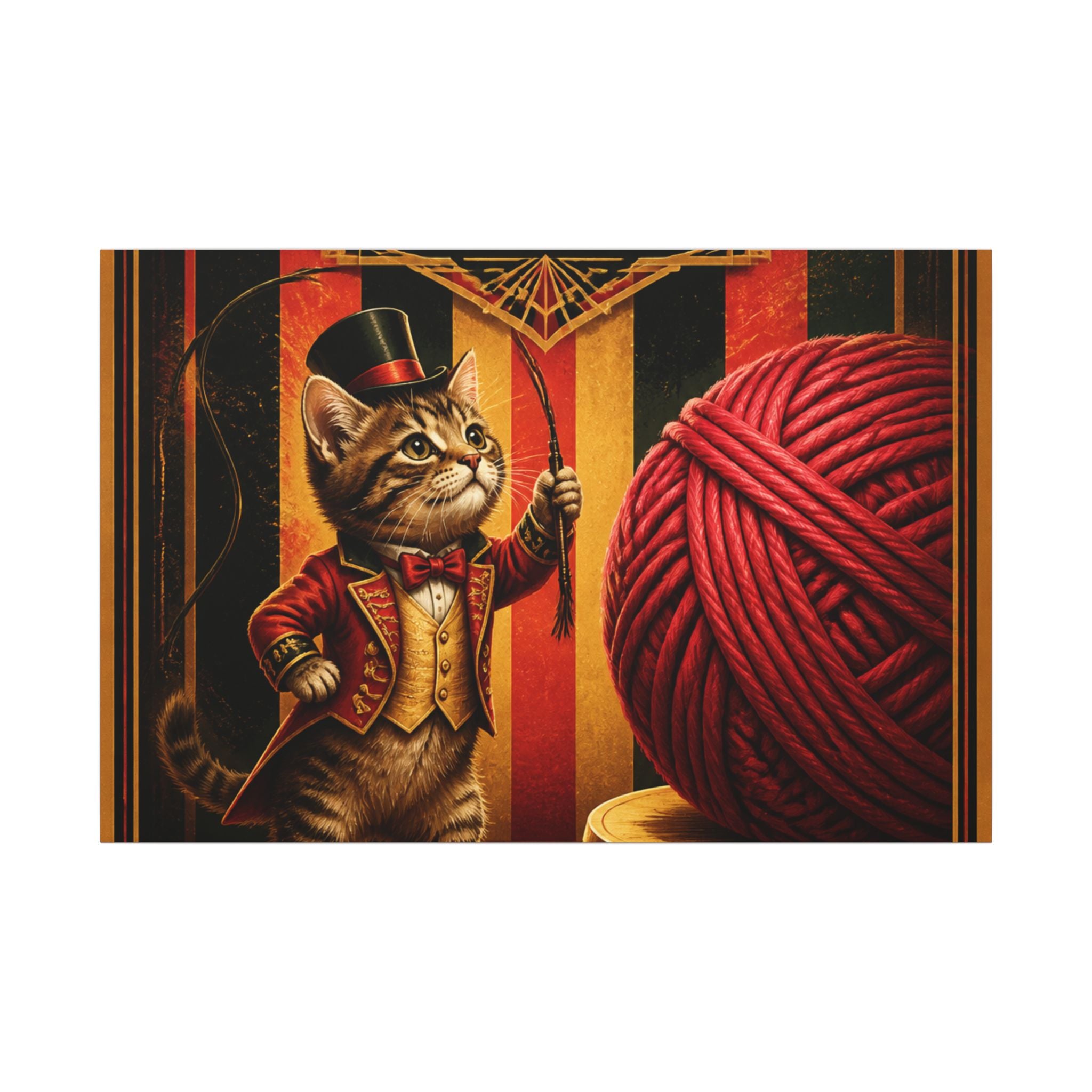 Cat Lion Tamer Wall Art Canvas 24×36 Art Deco Bar Area Decor Maximalist Print