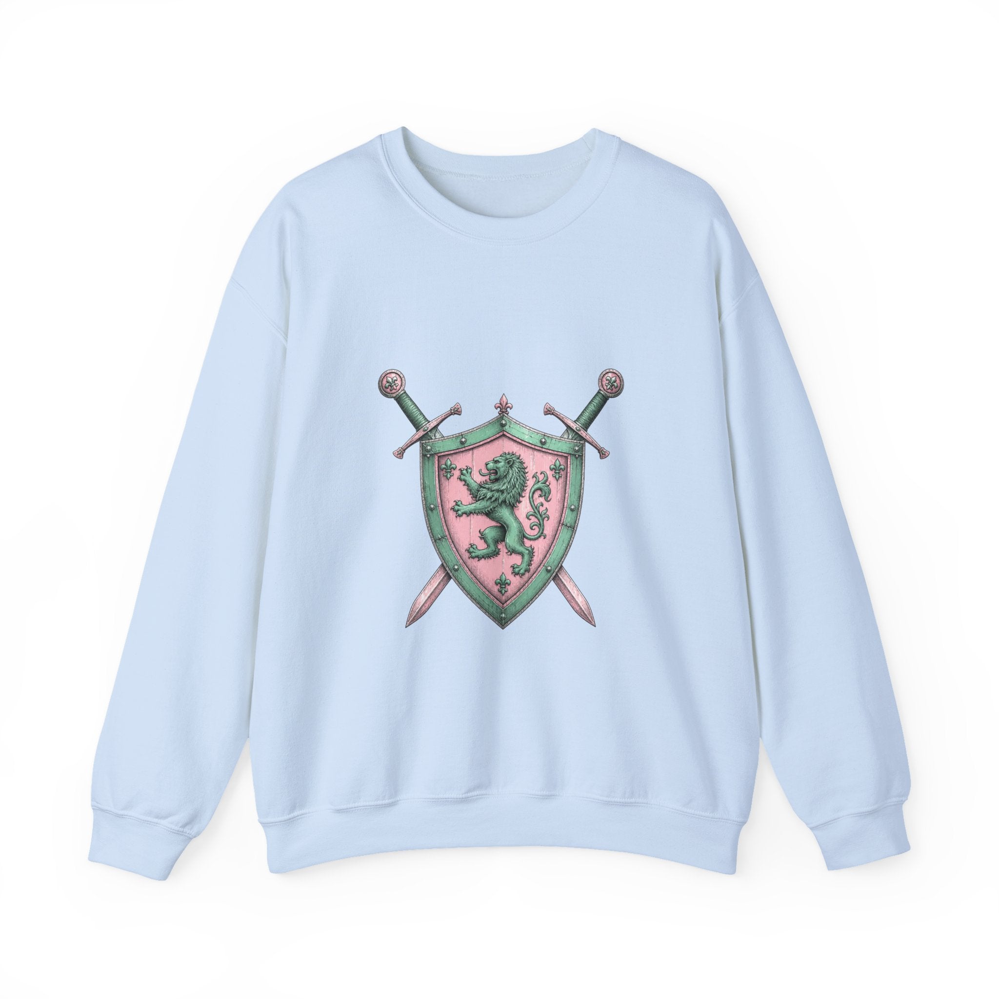 Matching Couple Sweatshirt - Crown & Shield Matching Couple Comfort Colors Crew Hand-Drawn Art His Hers Anniversary Gift - Design B