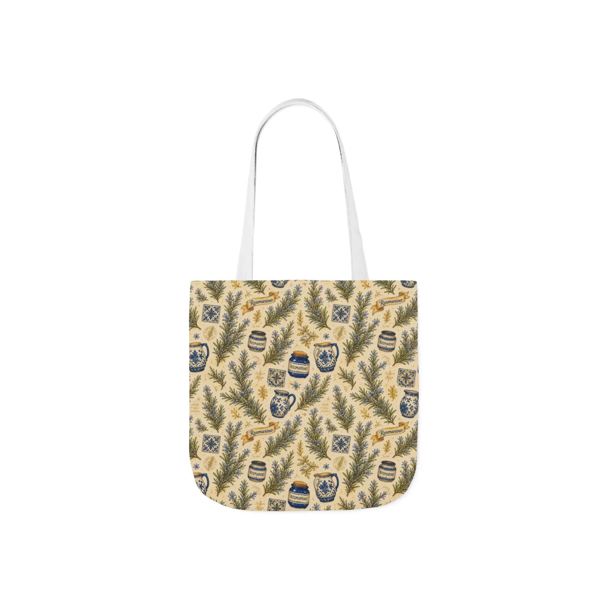 Rosemary Sprigs Canvas Tote Bag Mediterranean Kitchen Watercolor Design Italian Cottagecore Gift