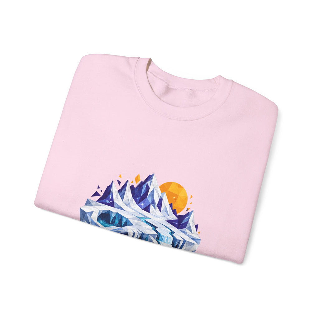 Matching Couple Sweatshirt - Volcano & Glacier Matching Couple Crewneck Sweatshirt Geometric Art His Hers Couple Gift - Design B