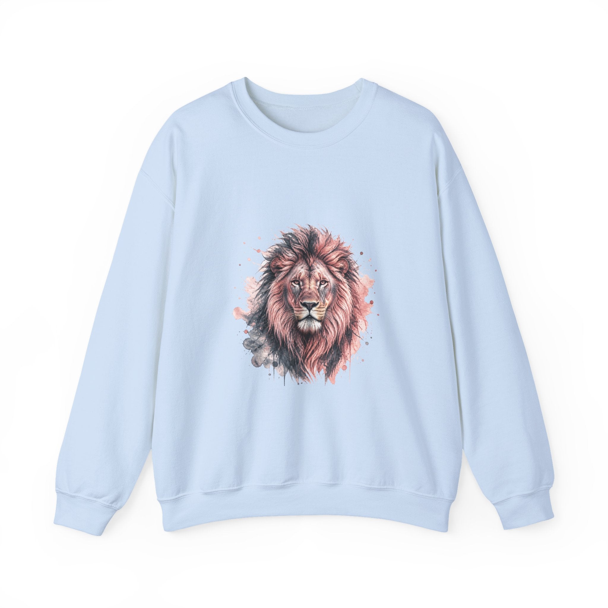 Matching Couple Sweatshirt - Lion & Lamb Matching Couple Crewneck Sweatshirt Watercolor Art His Hers Engagement Gift - Design A