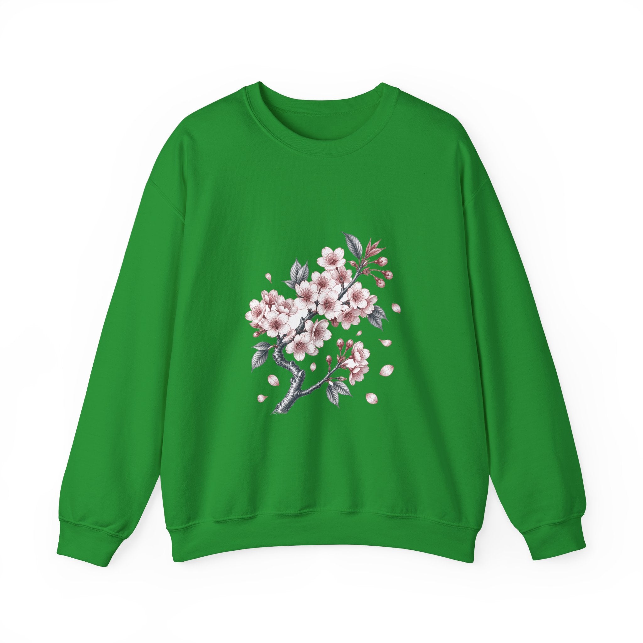 Matching Couple Sweatshirt - Cherry Blossom & Maple Leaf Matching Couple Crewneck Sweatshirt Vintage Art His Hers Wedding Gift - Design A