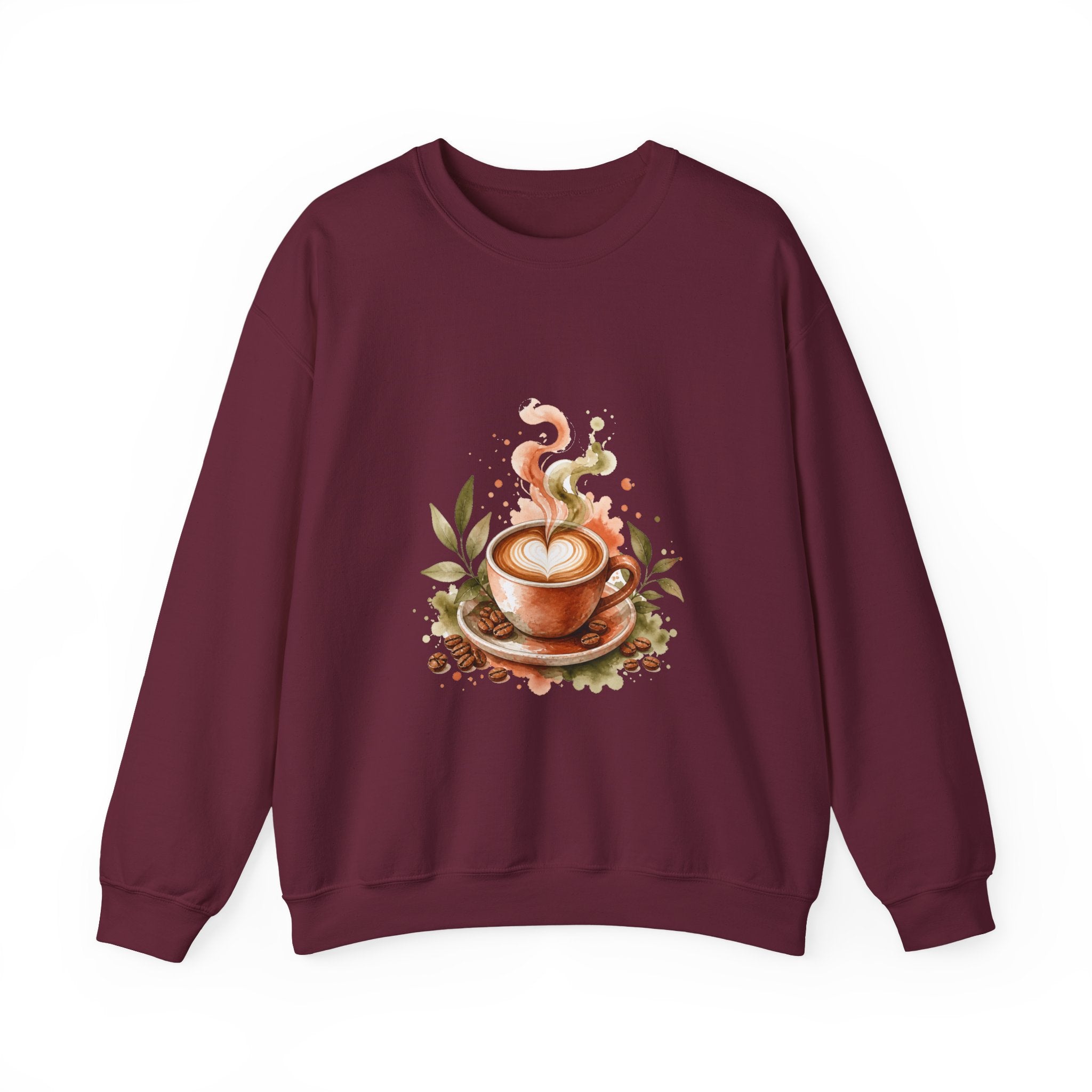 Matching Couple Sweatshirt - Coffee & Tea Matching Couple Crewneck Sweatshirt Watercolor Art His Hers Engagement Gift - Design A