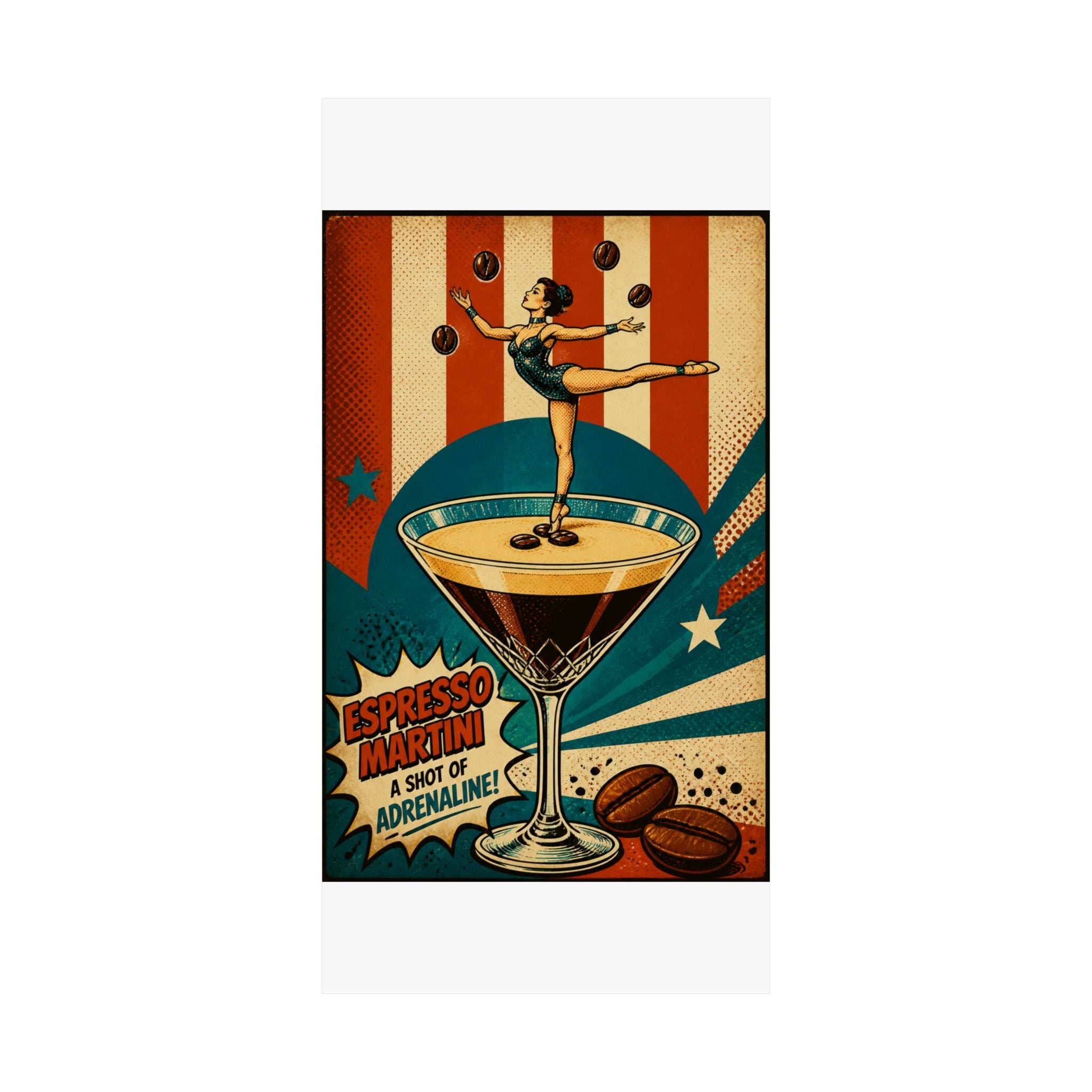 Espresso Martini Acrobat Wall Art Poster 18×24 Pop Art Living Room Decor Maximalist Print