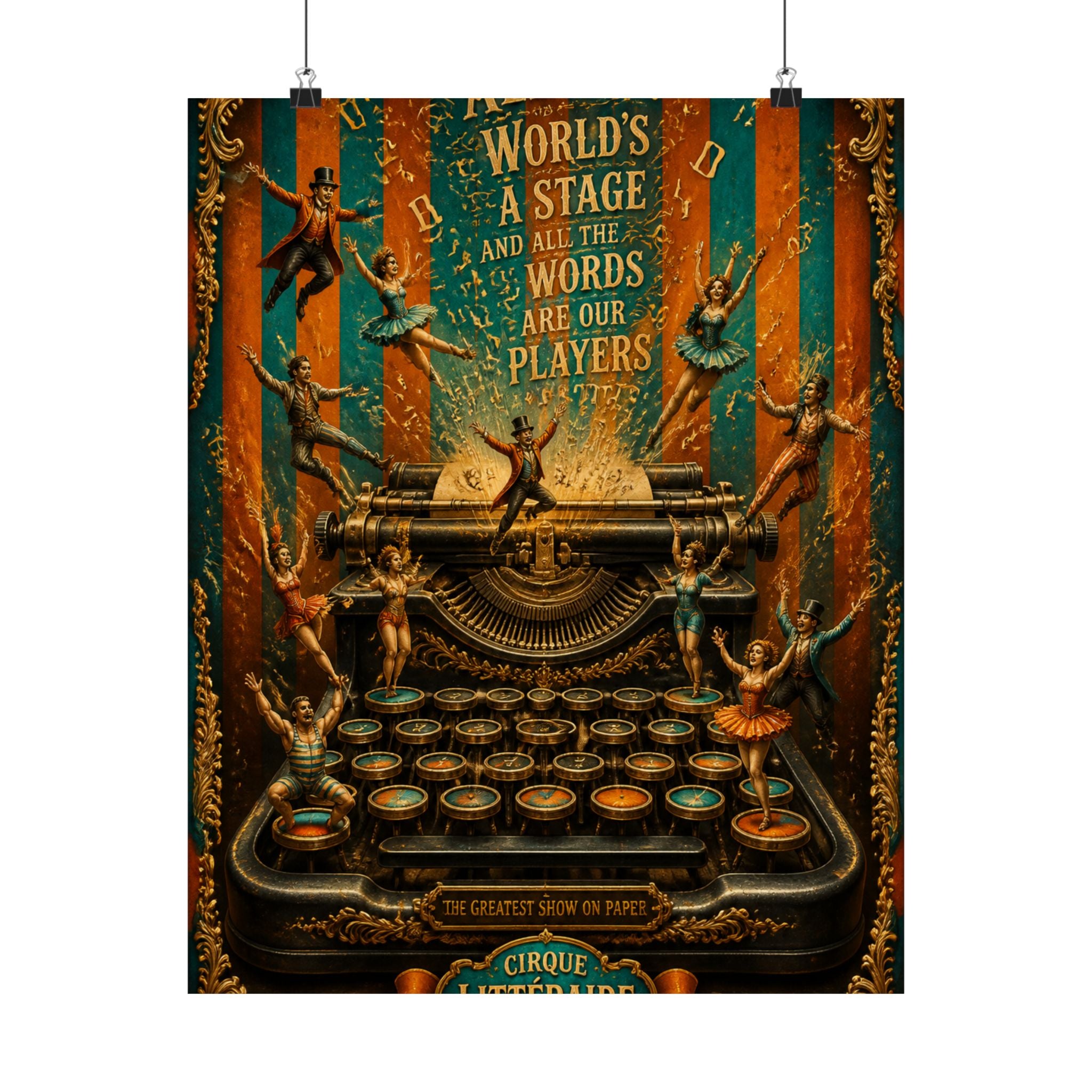 Typewriter Flying Letters Wall Art Poster 18×24 Baroque Home Office Decor Maximalist Print
