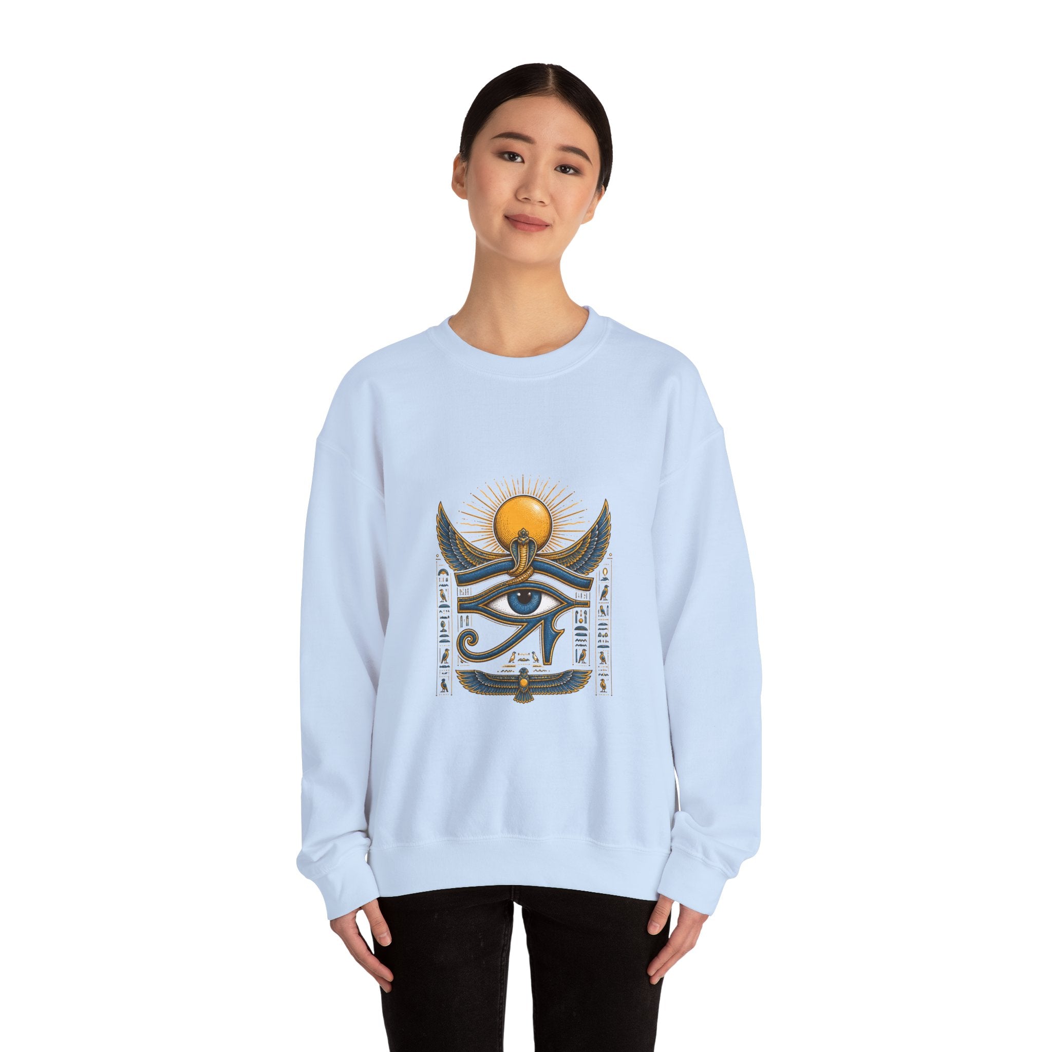 Matching Couple Sweatshirt - Eye of Ra & Horus Matching Couple Premium Fleece Sweatshirt Hand-Drawn Art His Hers Anniversary Gift - Design A