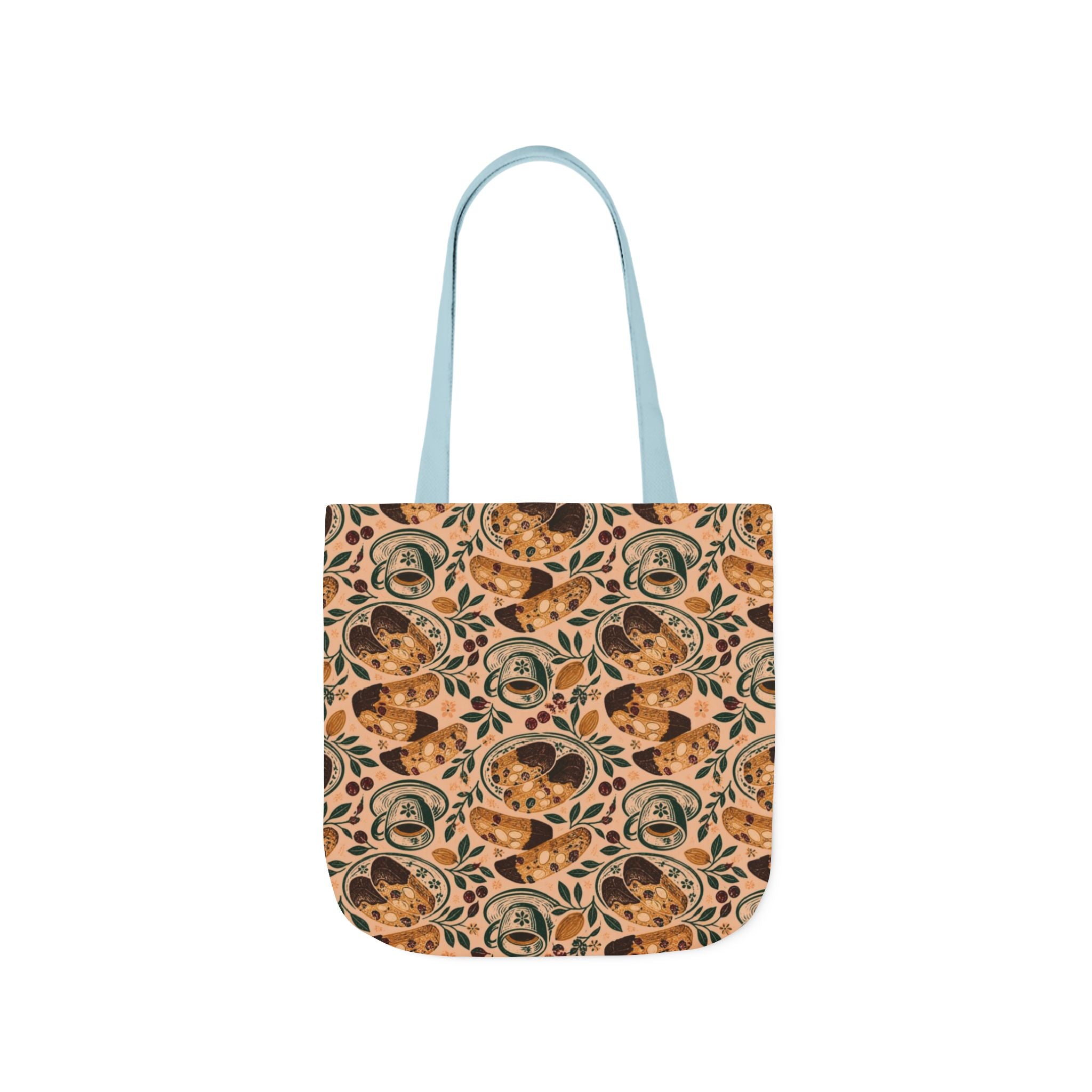 Almond Biscotti Canvas Tote Bag Mediterranean Kitchen Linocut Design Italian Cottagecore Gift