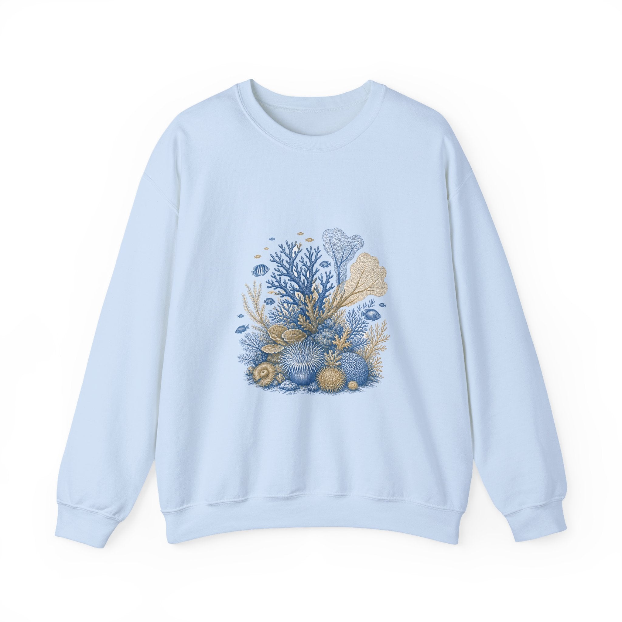 Matching Couple Sweatshirt - Coral Reef & Deep Sea Matching Couple Crewneck Sweatshirt Vintage Art His Hers Wedding Gift - Design A