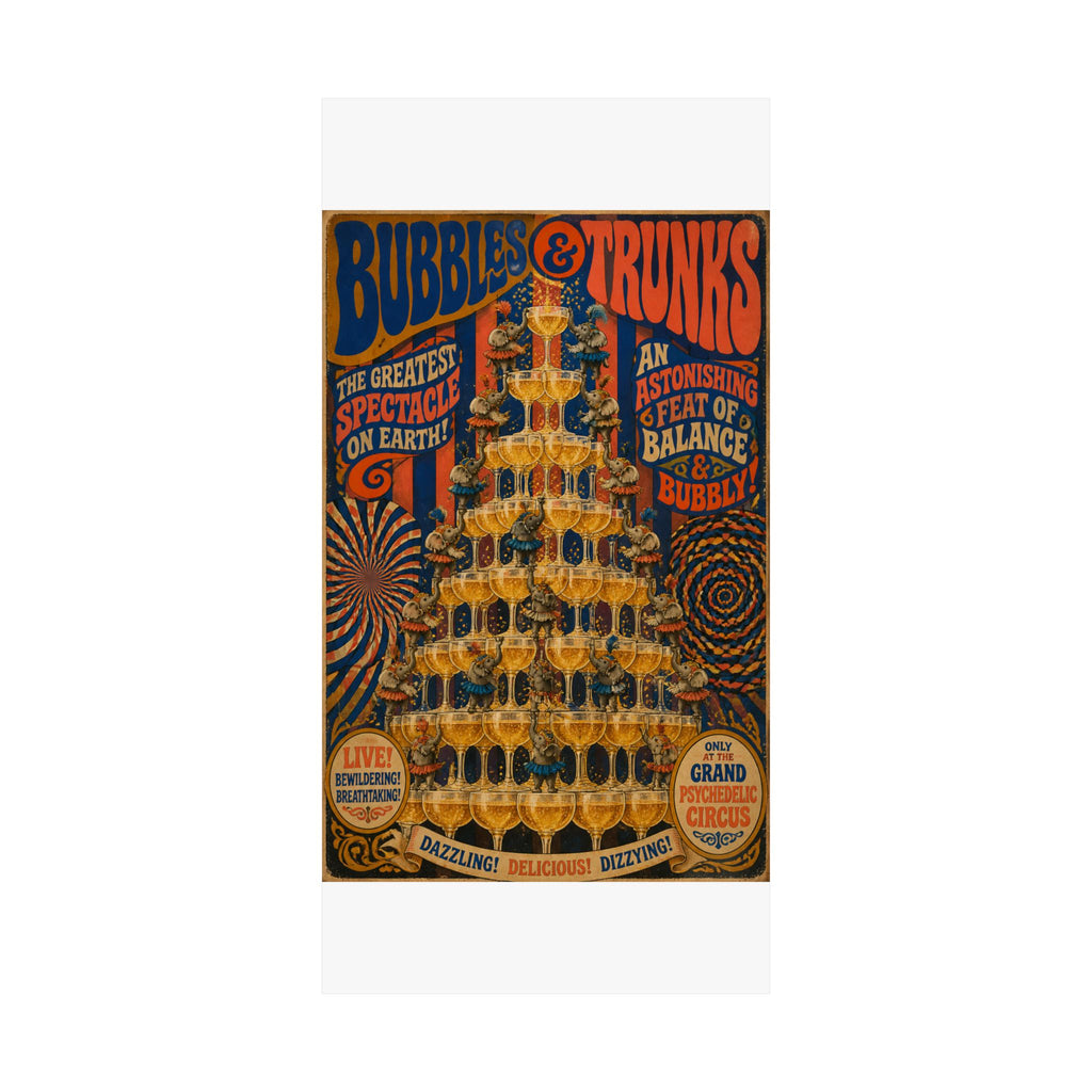Champagne Tower Elephants Wall Art Poster 18×24 Psychedelic Cafe Decor Maximalist Print