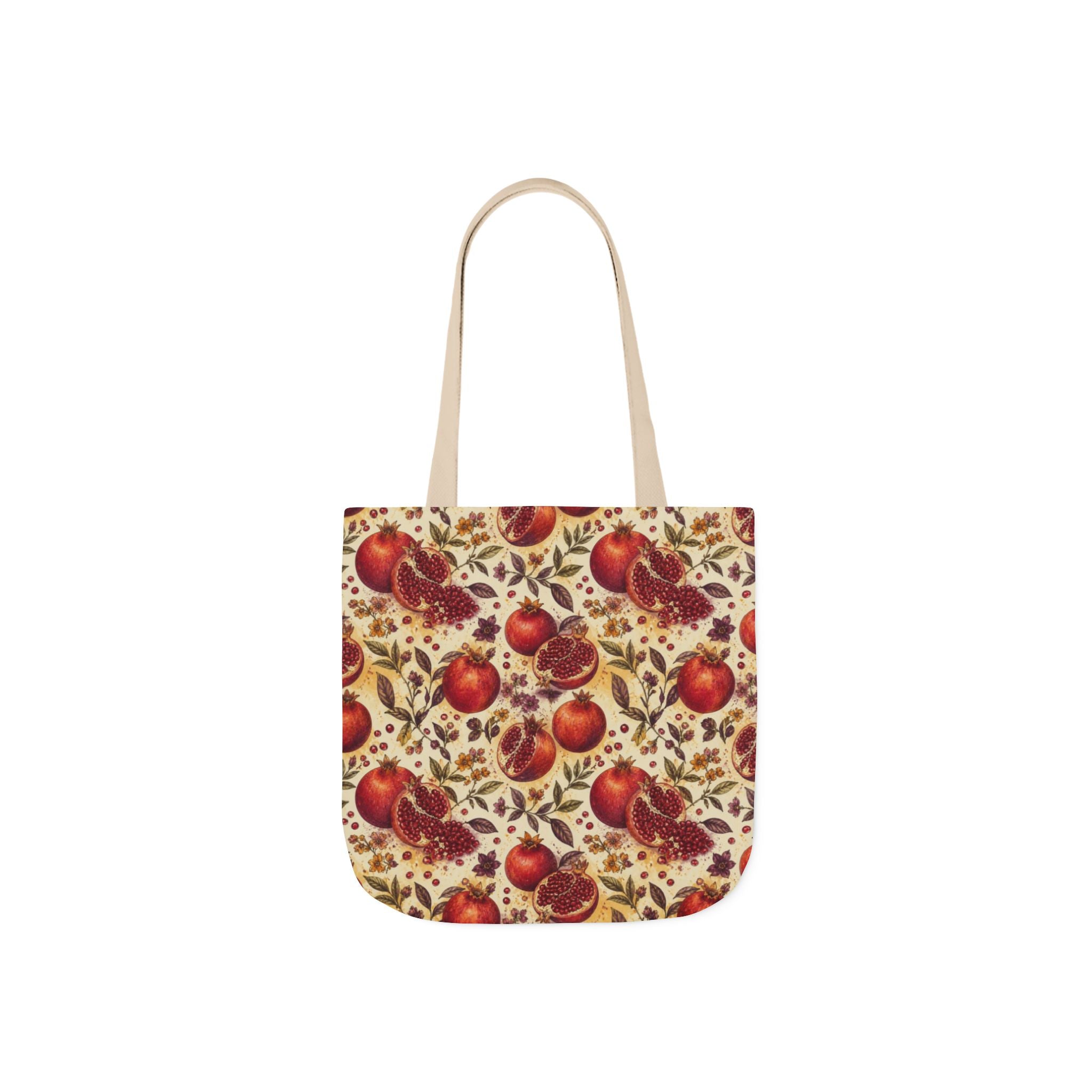 Split Pomegranates Canvas Tote Bag Mediterranean Kitchen Watercolor Design Italian Cottagecore Gift
