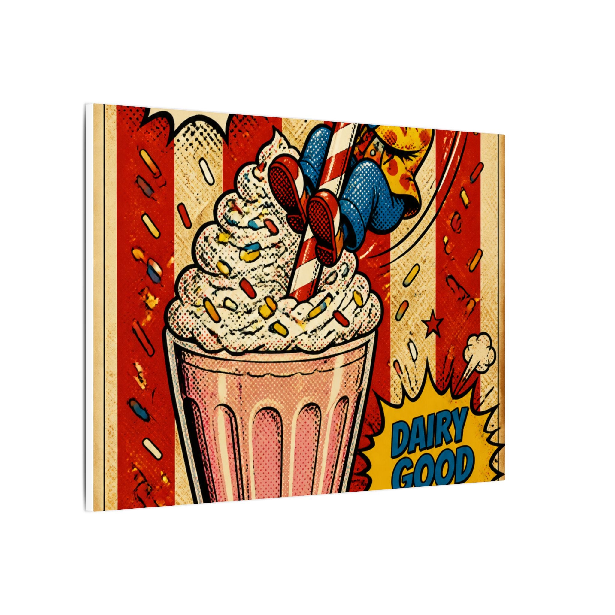 Milkshake Slide Clown Wall Art Canvas 24×36 Pop Art Restaurant Decor Maximalist Print