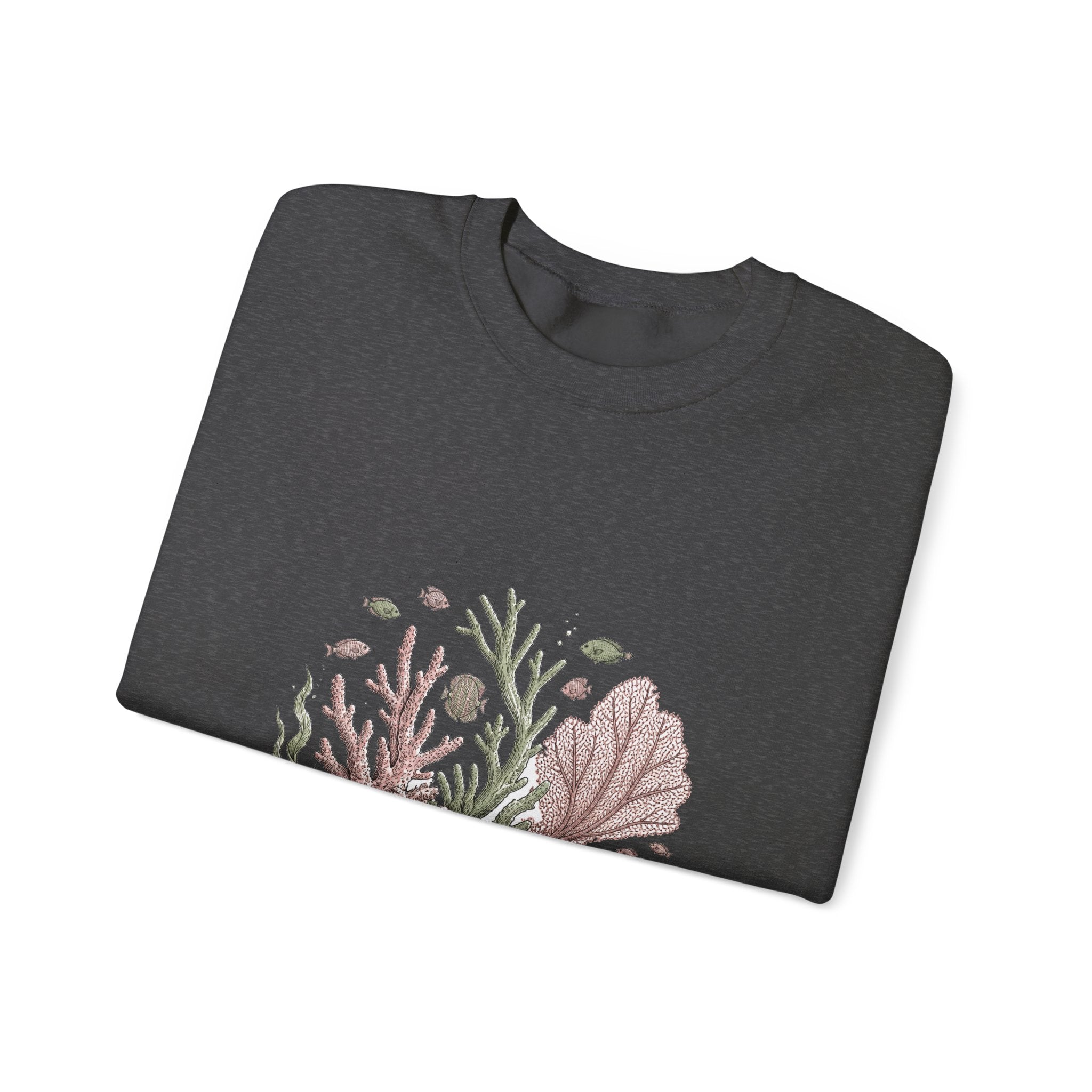 Matching Couple Sweatshirt - Coral Reef & Deep Sea Matching Couple Crewneck Sweatshirt Hand-Drawn Art His Hers Best Friend Gift - Design A