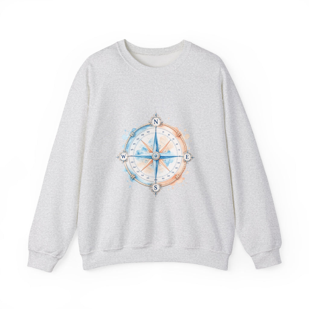 Matching Couple Sweatshirt - Compass North & South Matching Couple Premium Fleece Sweatshirt Watercolor Art His Hers Birthday Gift - Design A