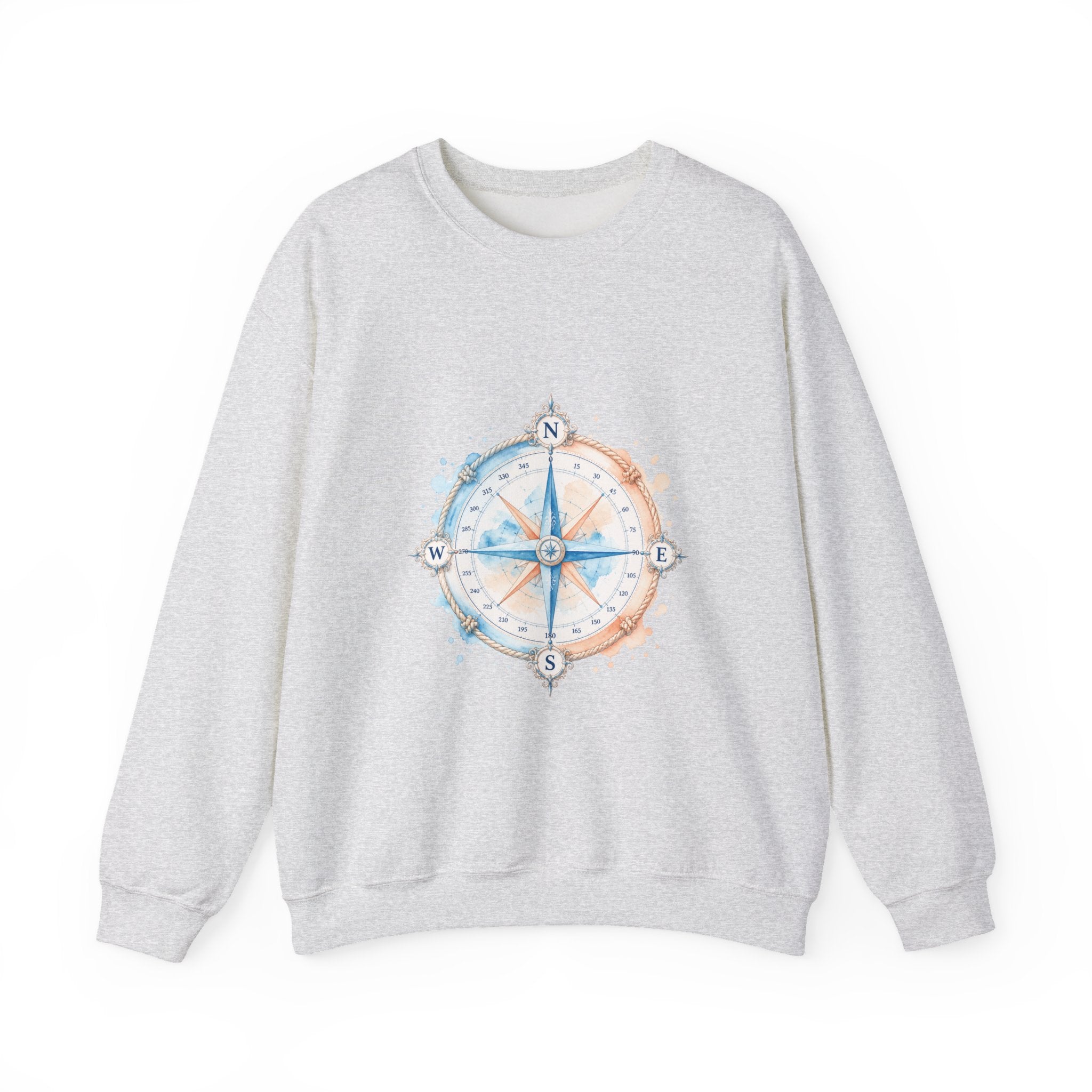 Matching Couple Sweatshirt - Compass North & South Matching Couple Premium Fleece Sweatshirt Watercolor Art His Hers Birthday Gift - Design A