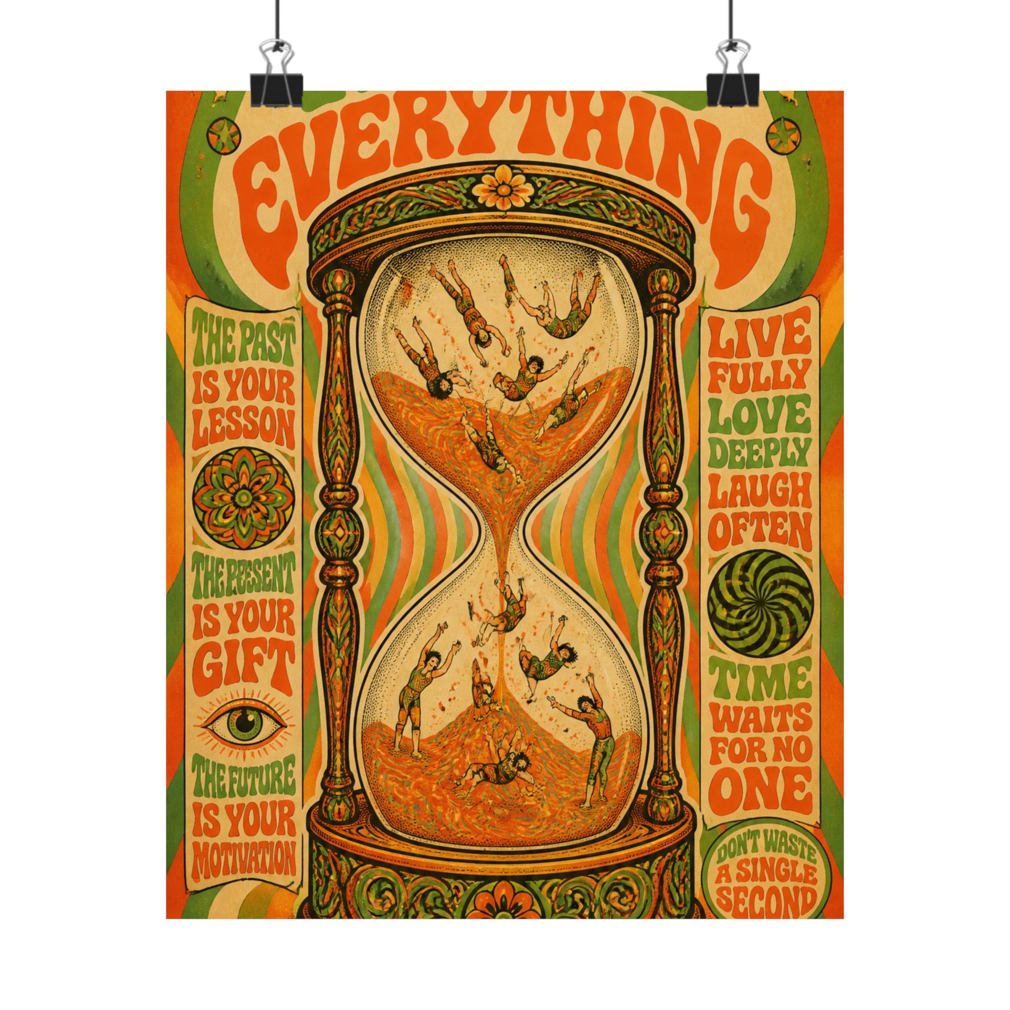 Hourglass Acrobats Wall Art Poster 24×36 Psychedelic Dining Room Decor Maximalist Print