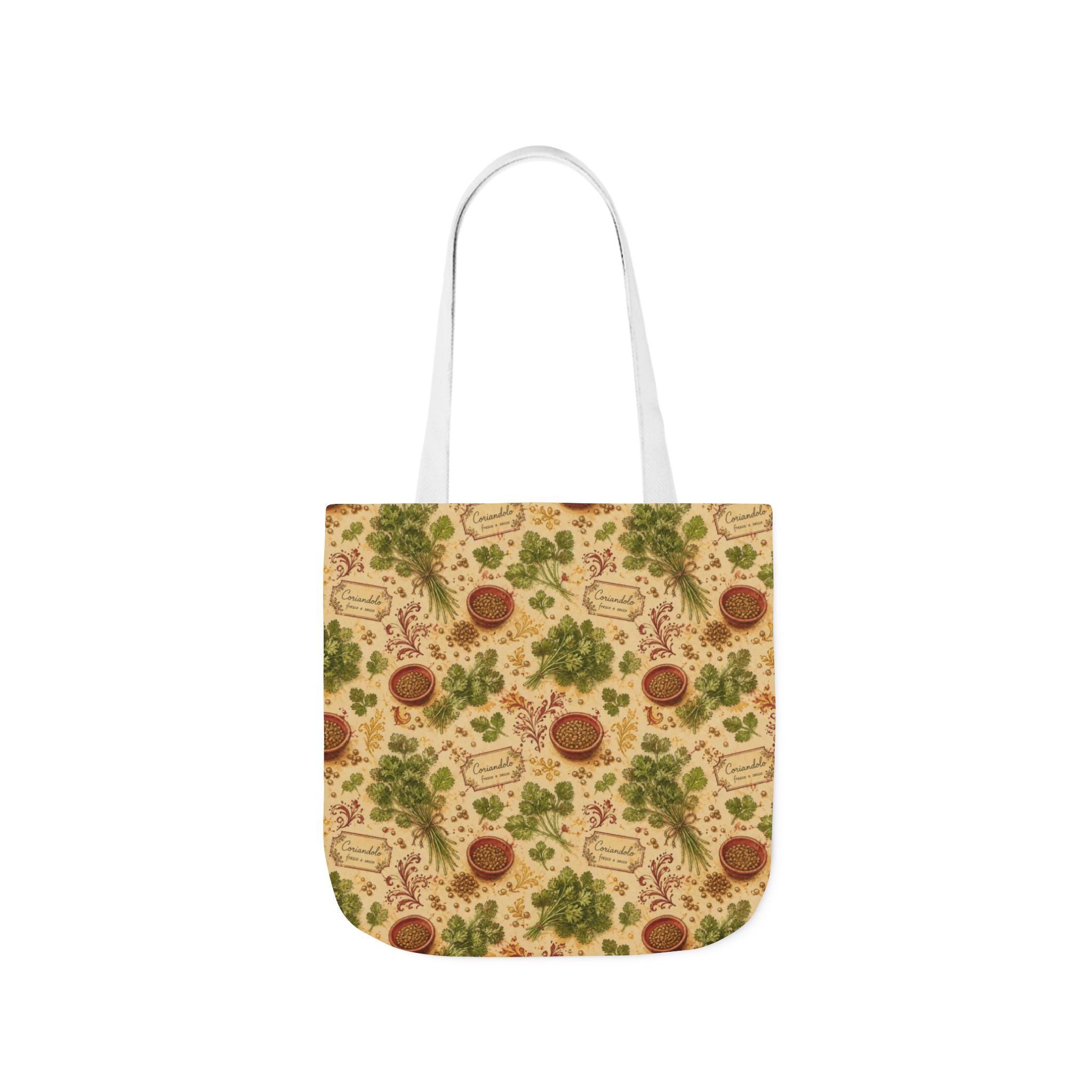 Coriander & Seeds Canvas Tote Bag Mediterranean Kitchen Watercolor Design Italian Cottagecore Gift
