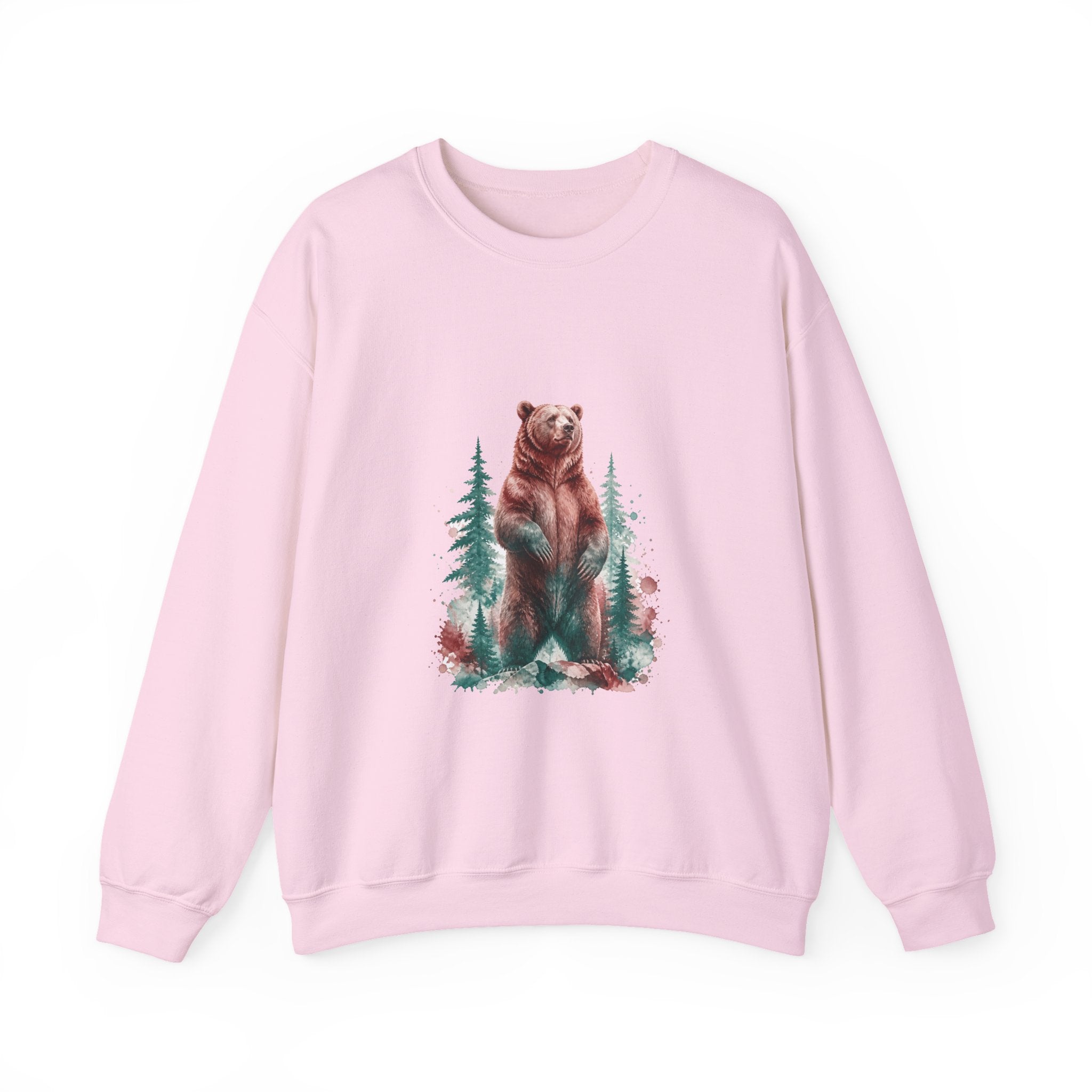 Matching Couple Sweatshirt - Bear & Deer Matching Couple Comfort Colors Crew Watercolor Art His Hers Birthday Gift - Design A