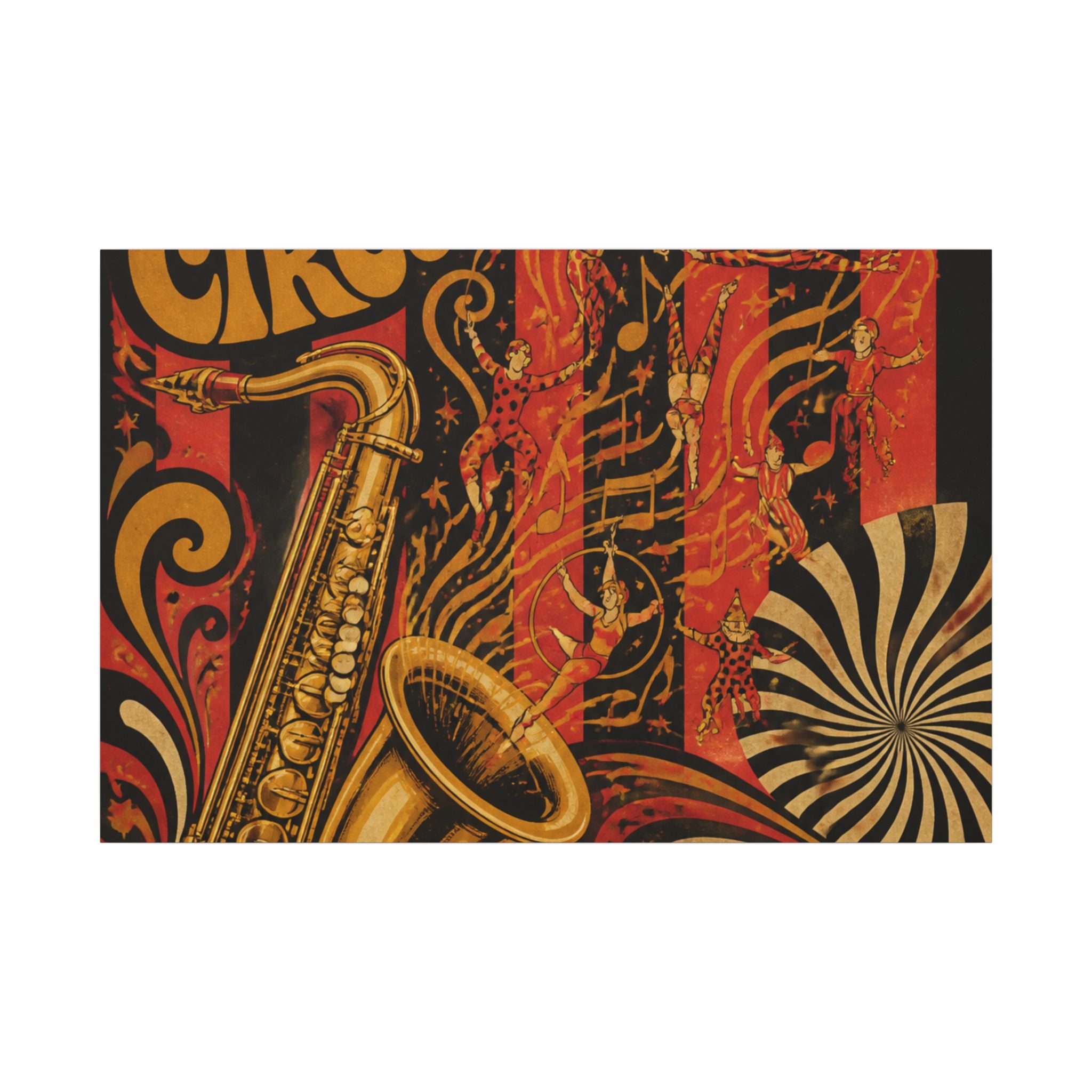 Saxophone Music Circus Wall Art Canvas 16×20 Psychedelic Cafe Decor Maximalist Print