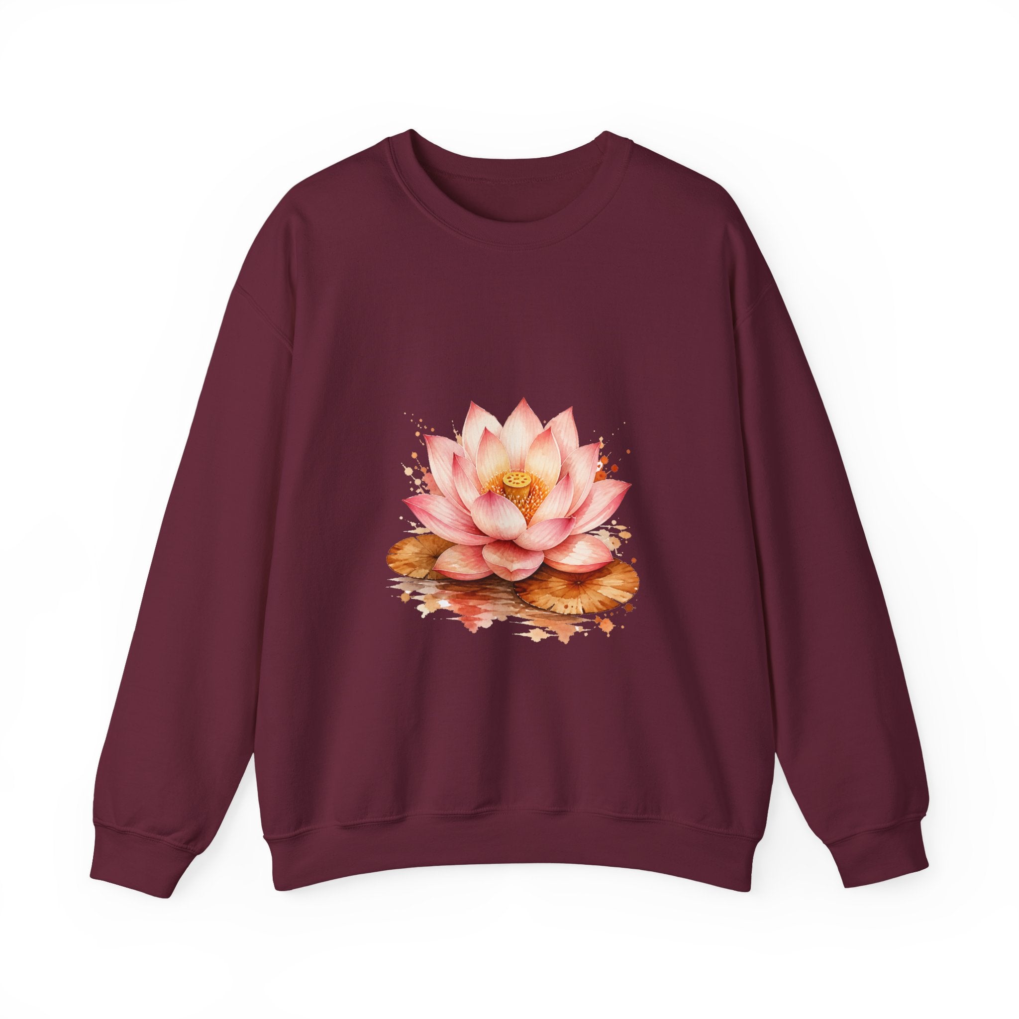 Matching Couple Sweatshirt - Open & Closed Lotus Matching Couple Comfort Colors Crew Watercolor Art His Hers Birthday Gift - Design A